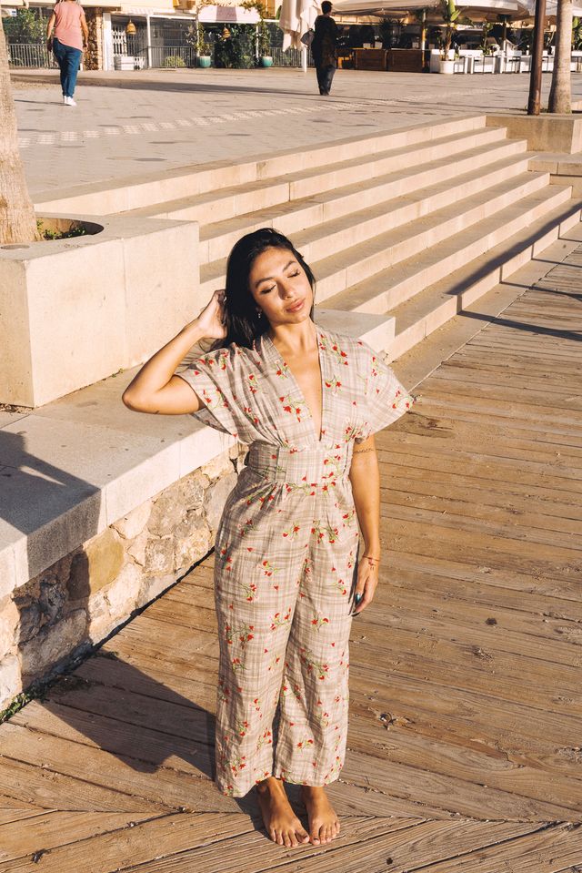 TINA Jumpsuit Green check rose