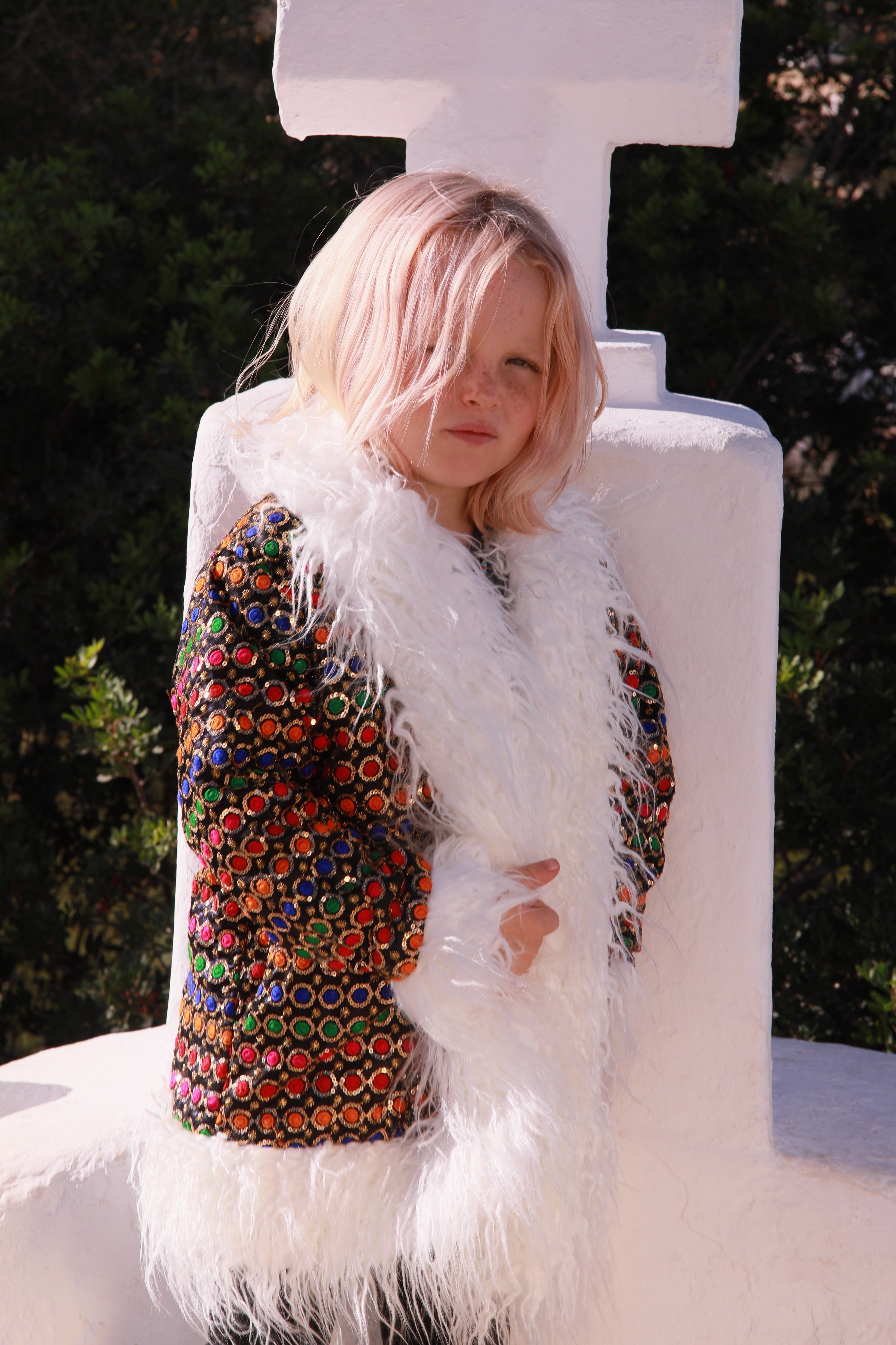 Kids Afgahn Penny Lane coat - Black Rainbow