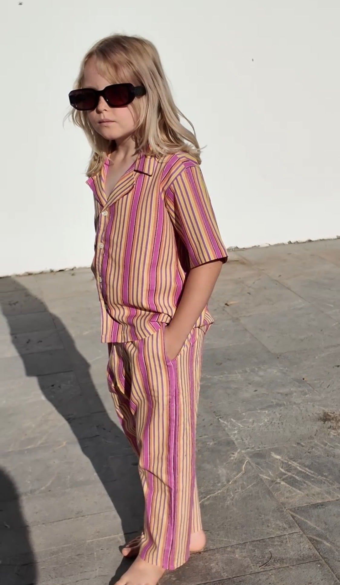 Kids Deckchair PJ set - Yellow and Pink