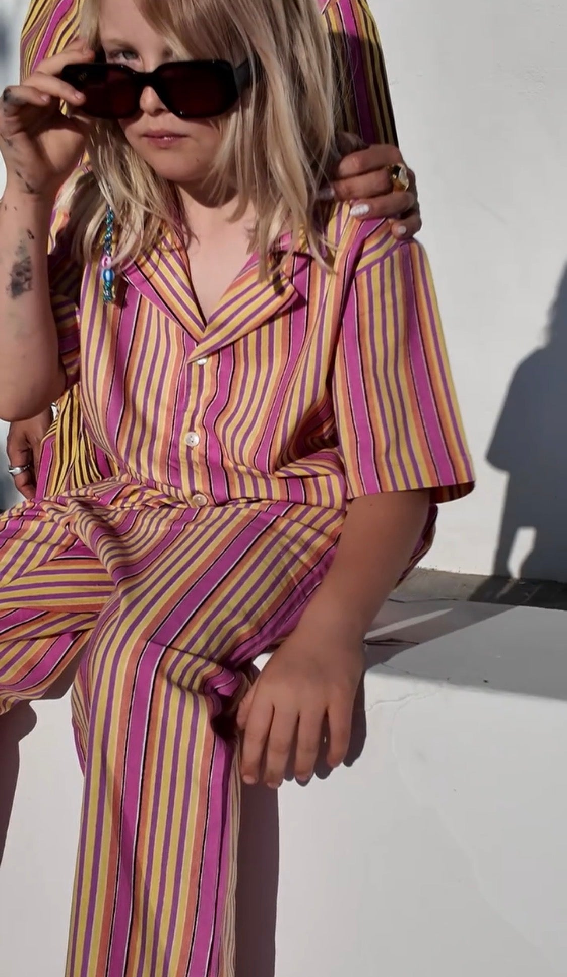 Kids Deckchair PJ set - Yellow and Pink