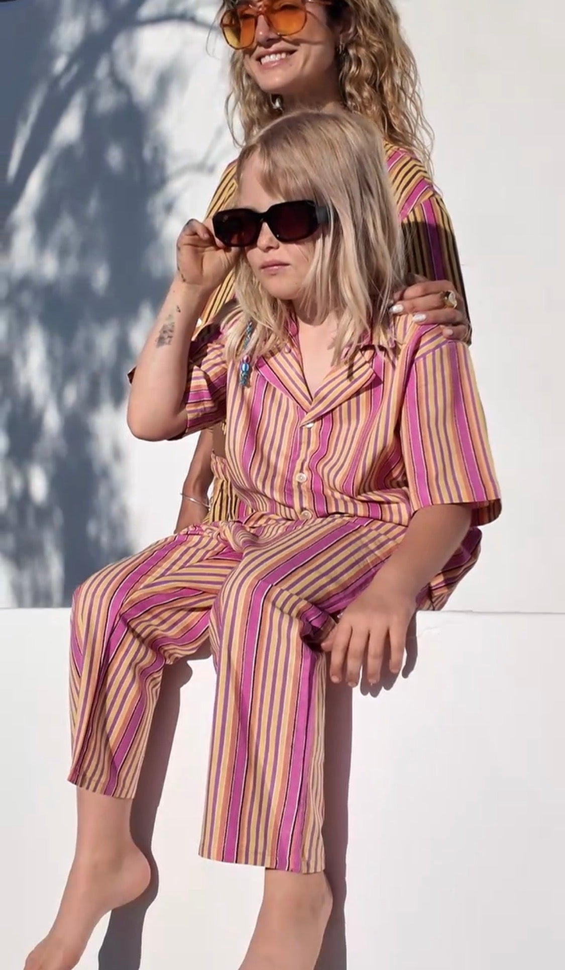 Kids Deckchair PJ set - Yellow and Pink