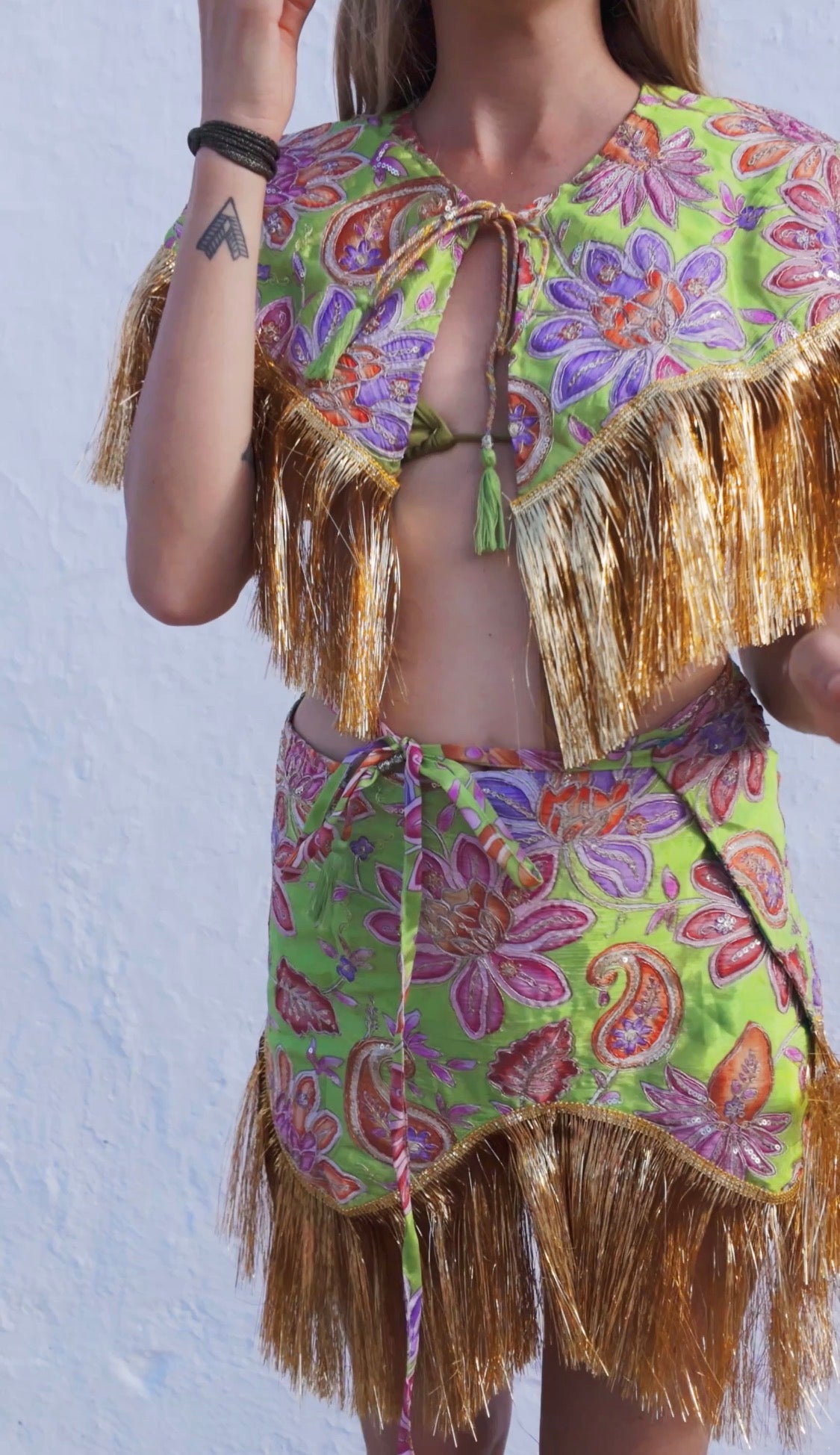 Danza Skirt - Lime green paisley