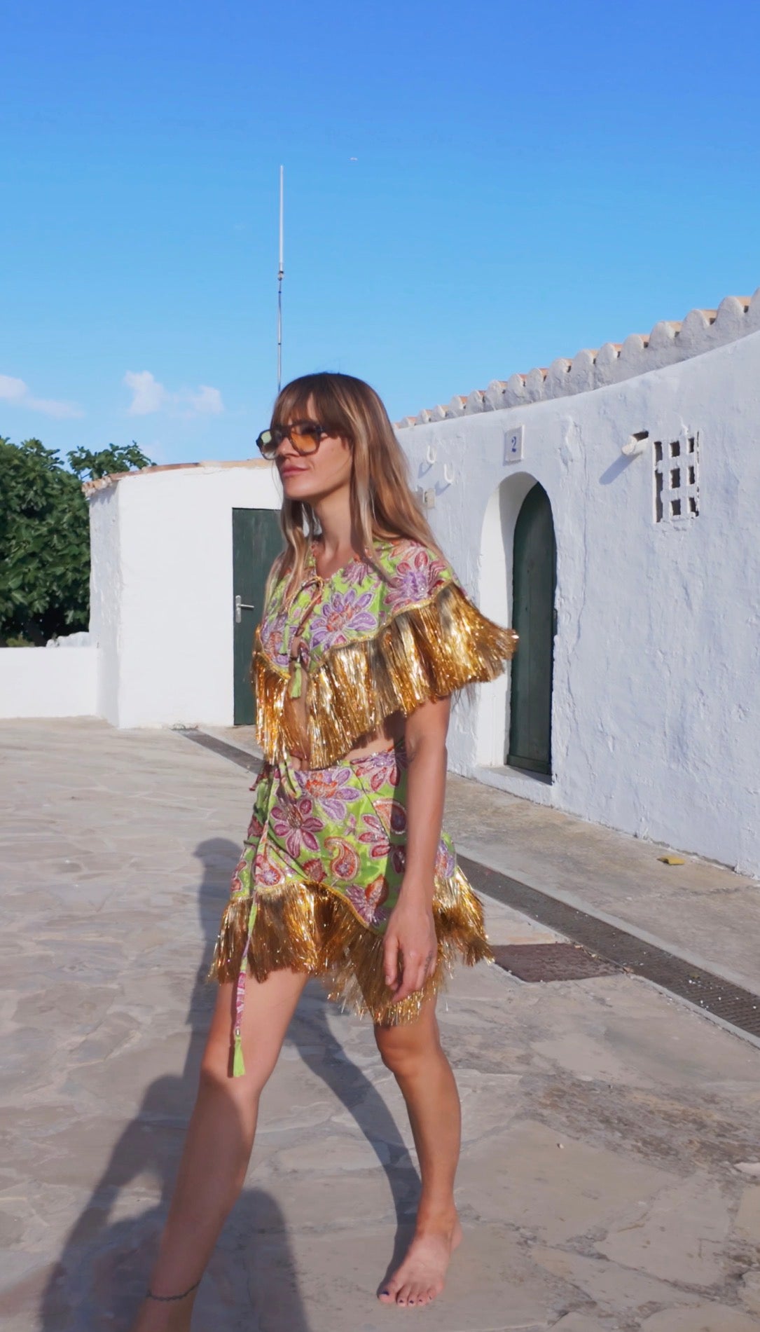 Danza Skirt - Lime green paisley
