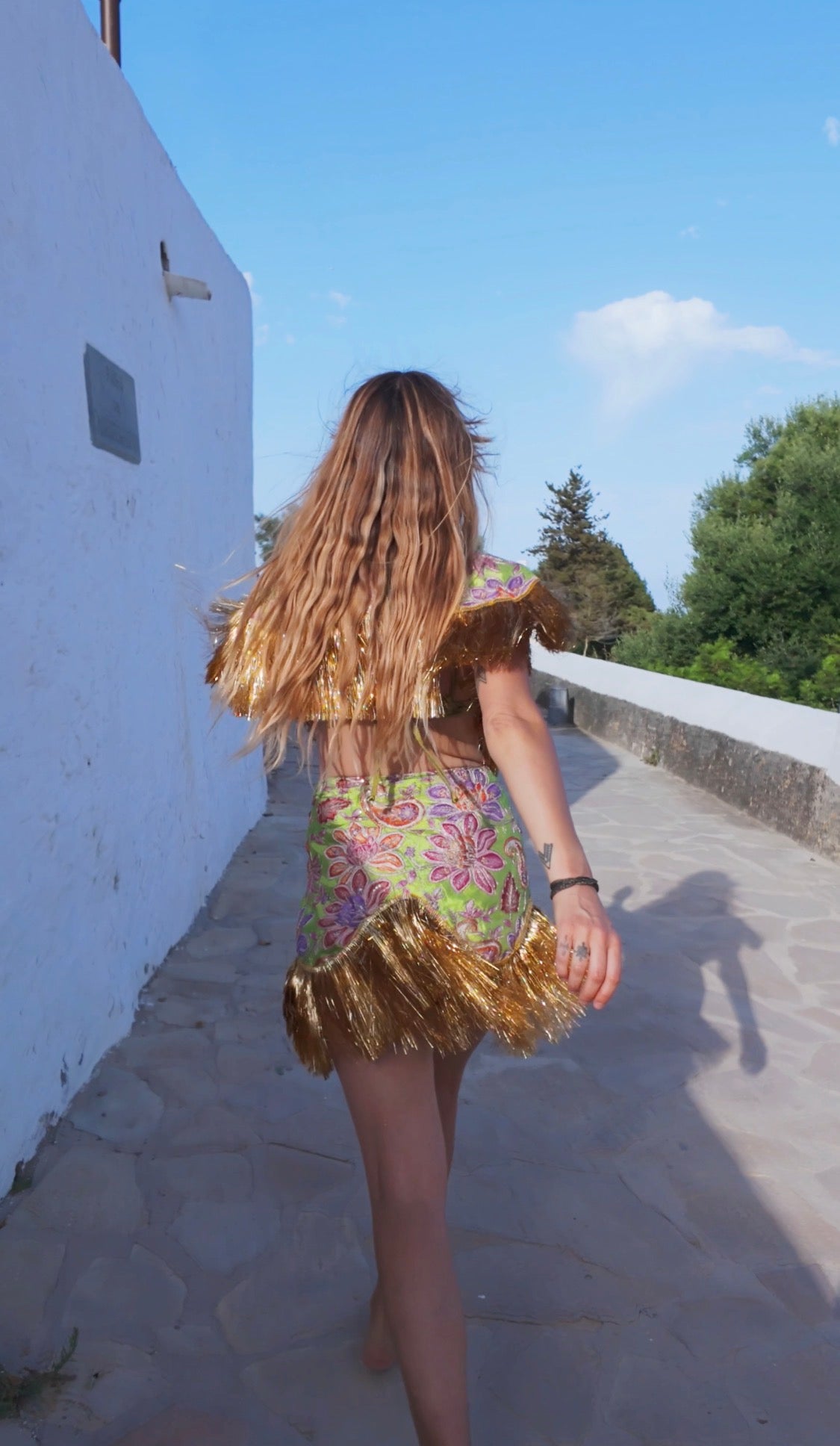Danza Skirt - Lime green paisley