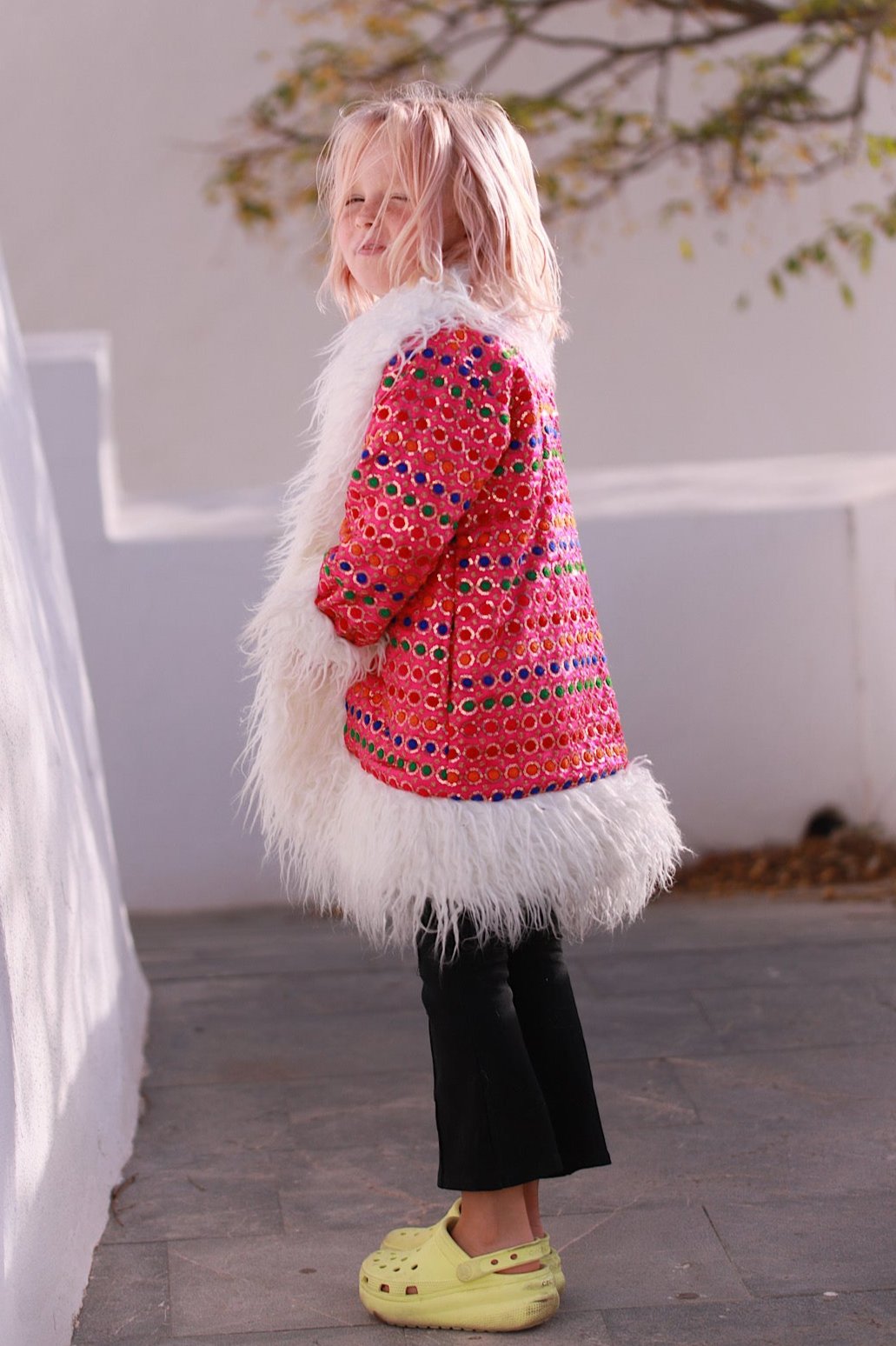 Kids Afgahn Penny Lane coat - Pink Rainbow