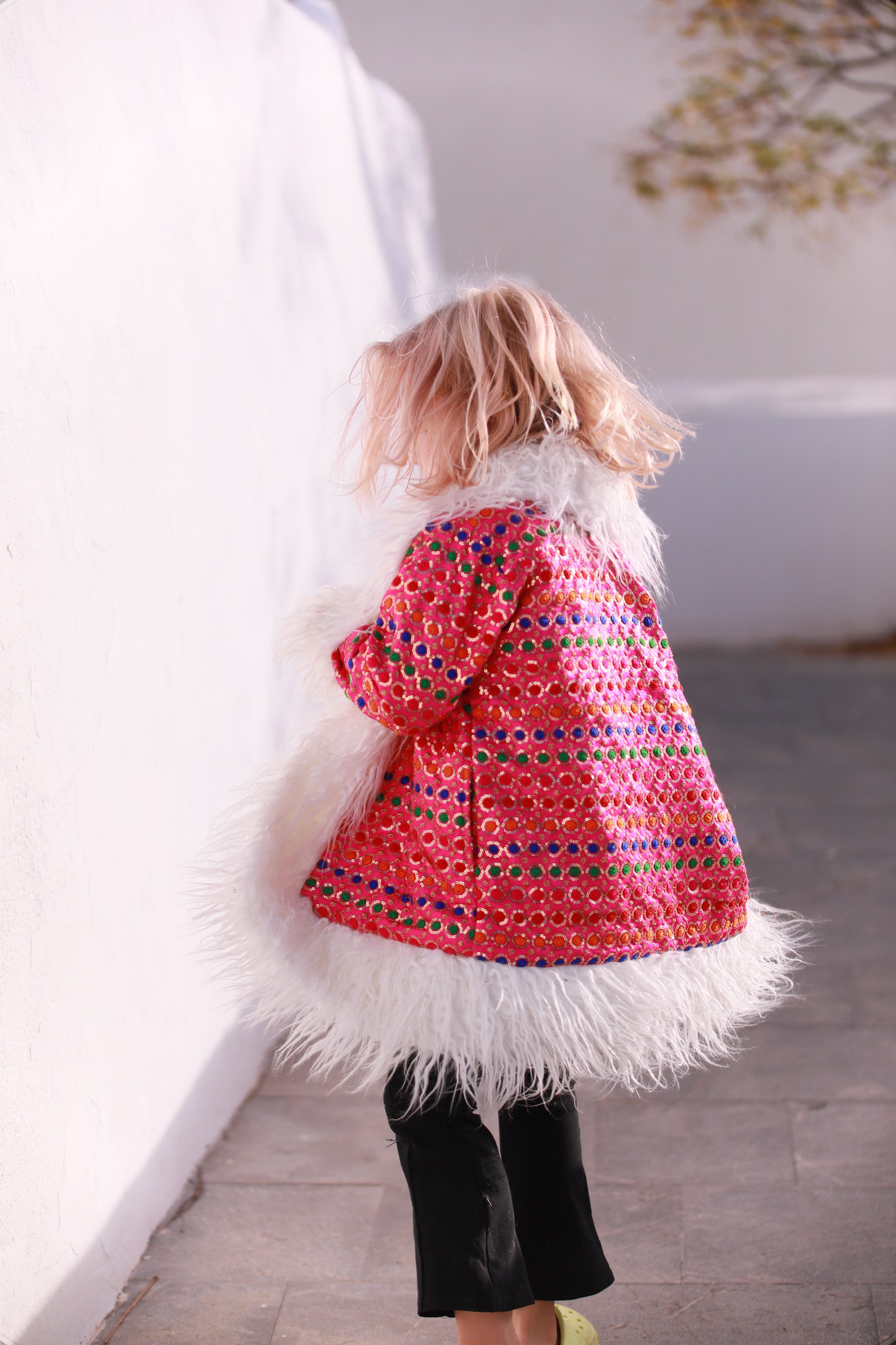 Kids Afgahn Penny Lane coat - Pink Rainbow