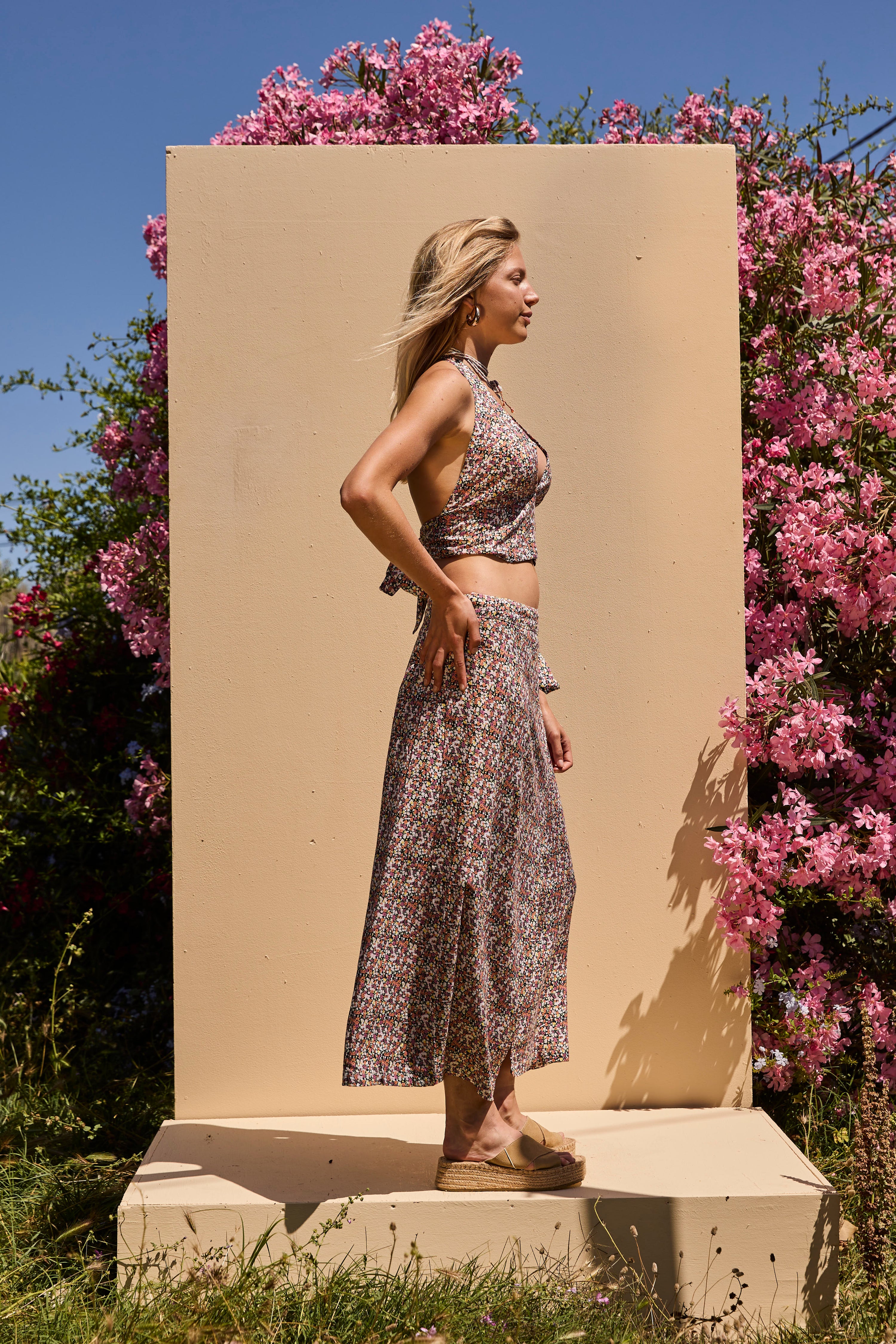 Wrap Skirt long mixed floral