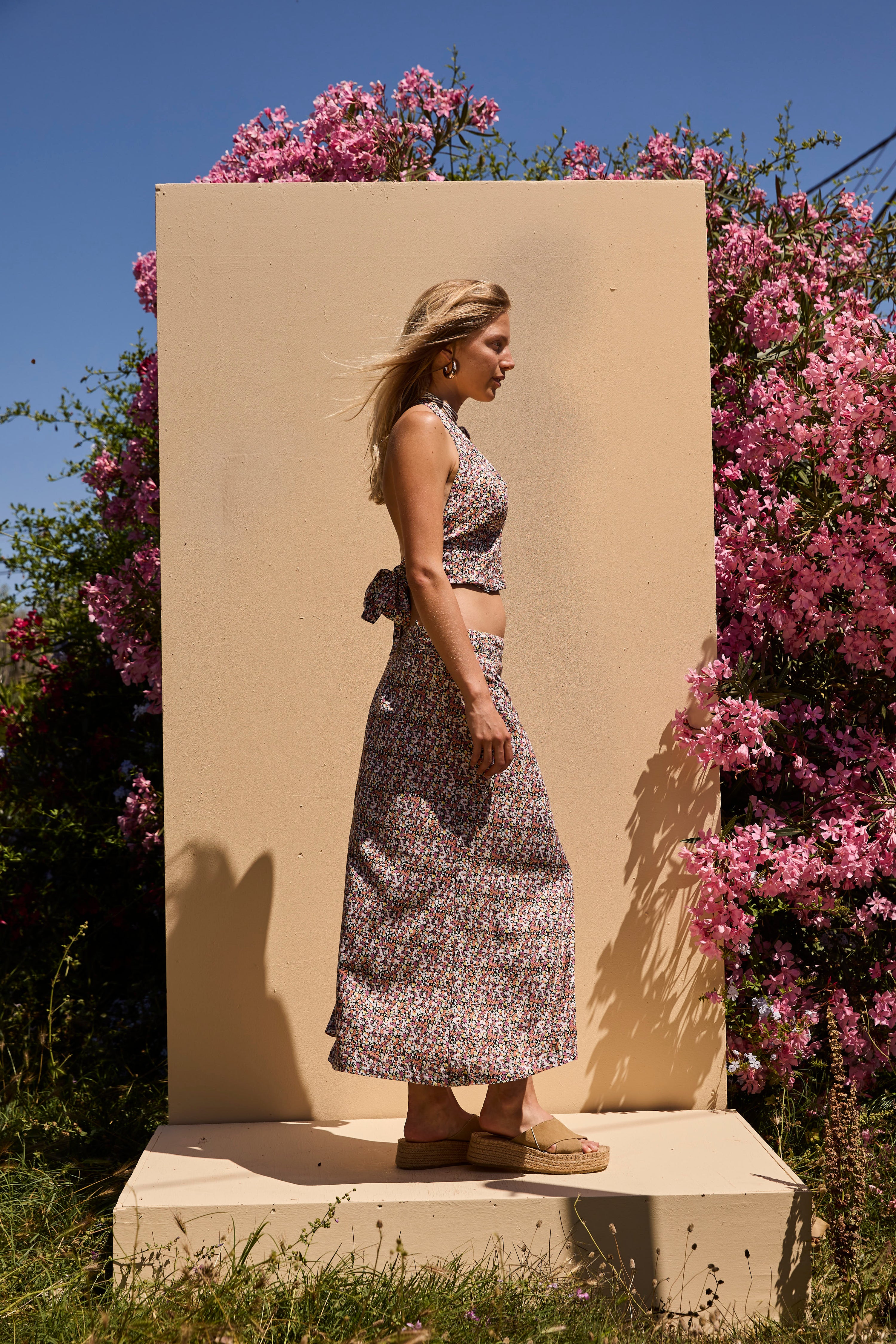 Wrap Skirt long mixed floral