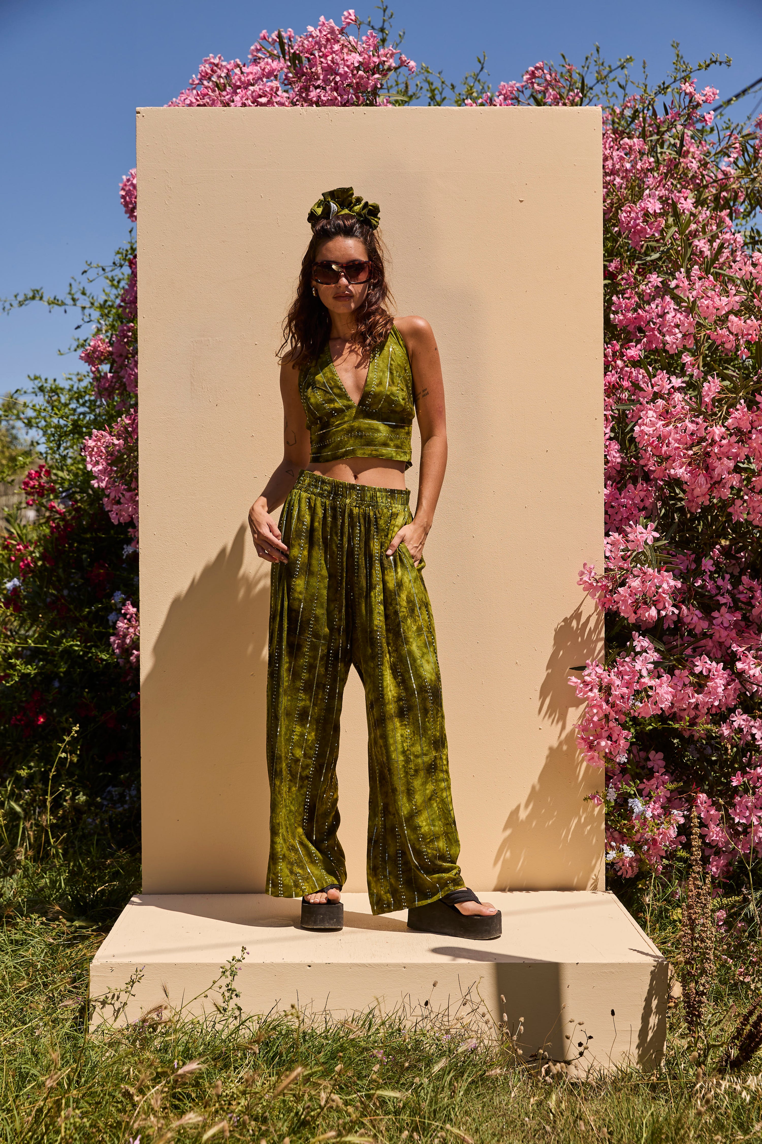 'Es Vedra' LOUNGE SET Trousers - Green