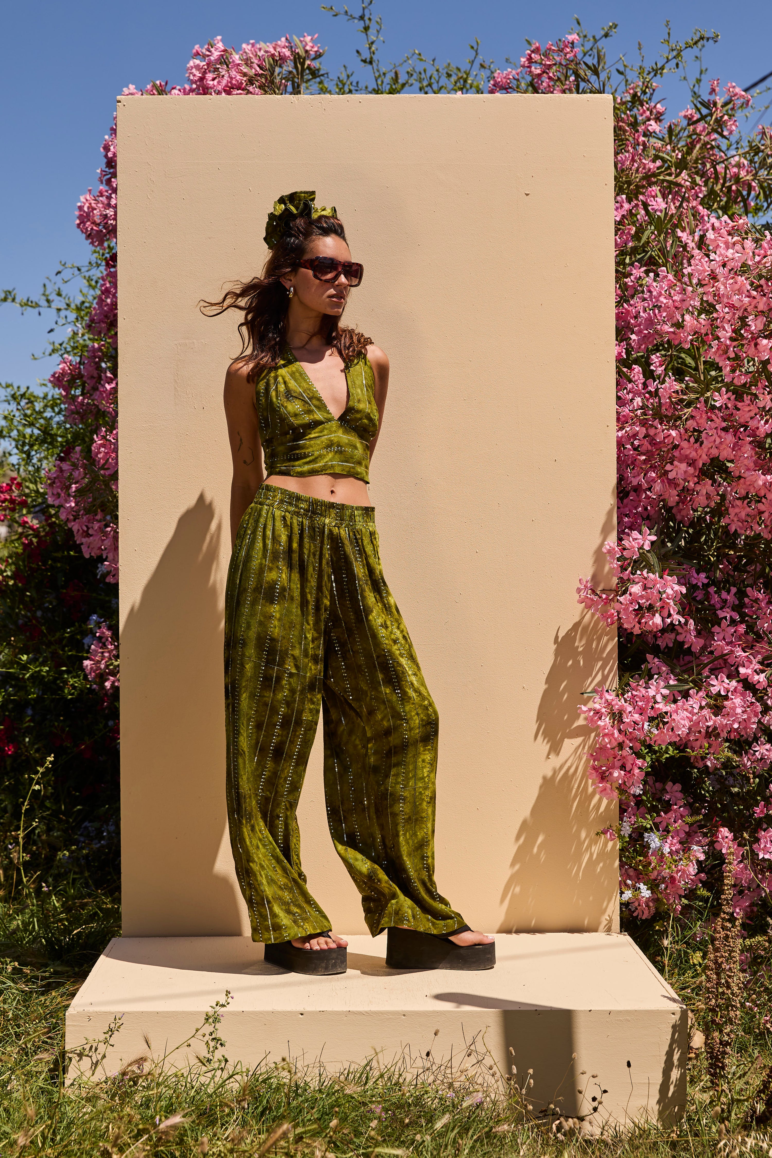 'Es Vedra' LOUNGE SET Trousers - Green
