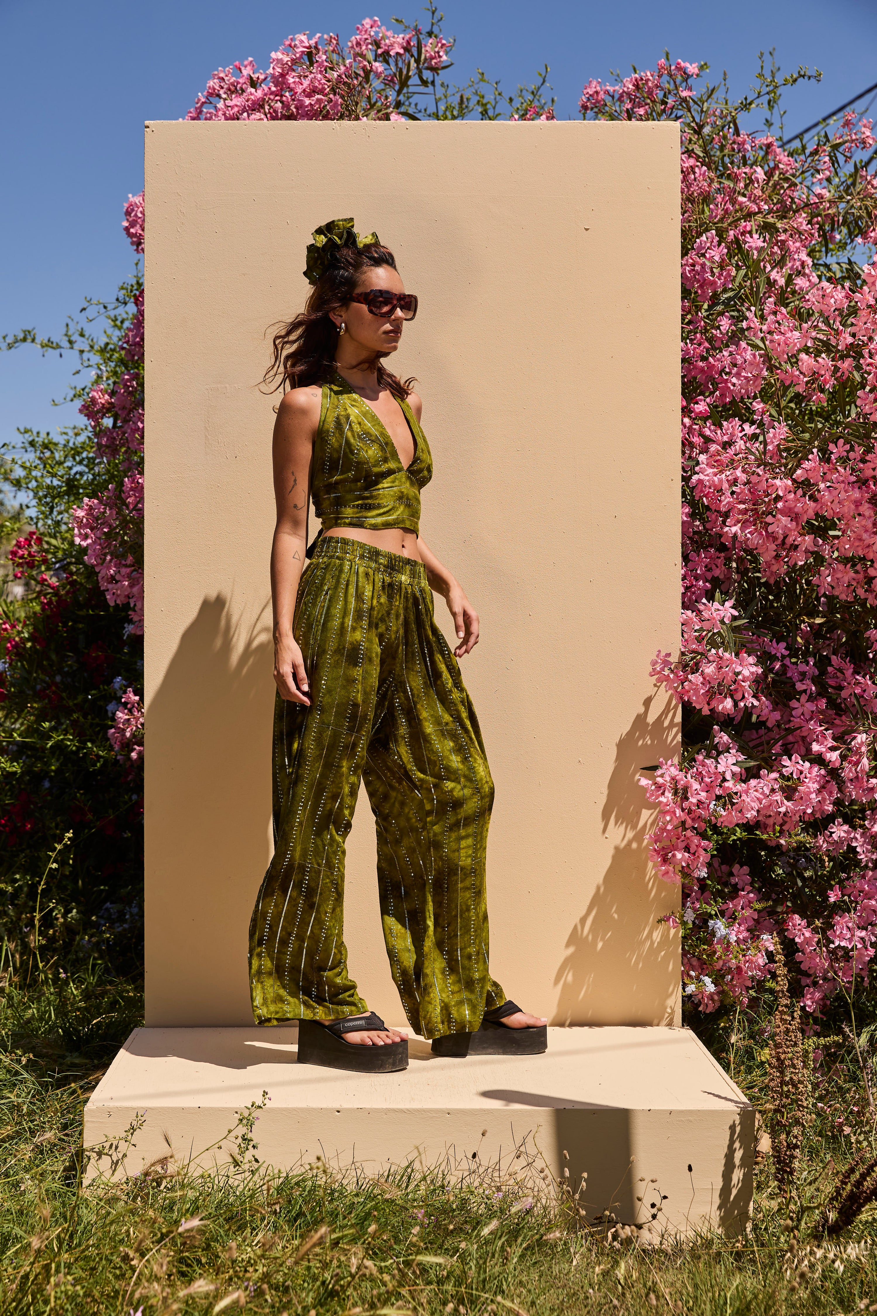 'Es Vedra' LOUNGE SET Trousers - Green