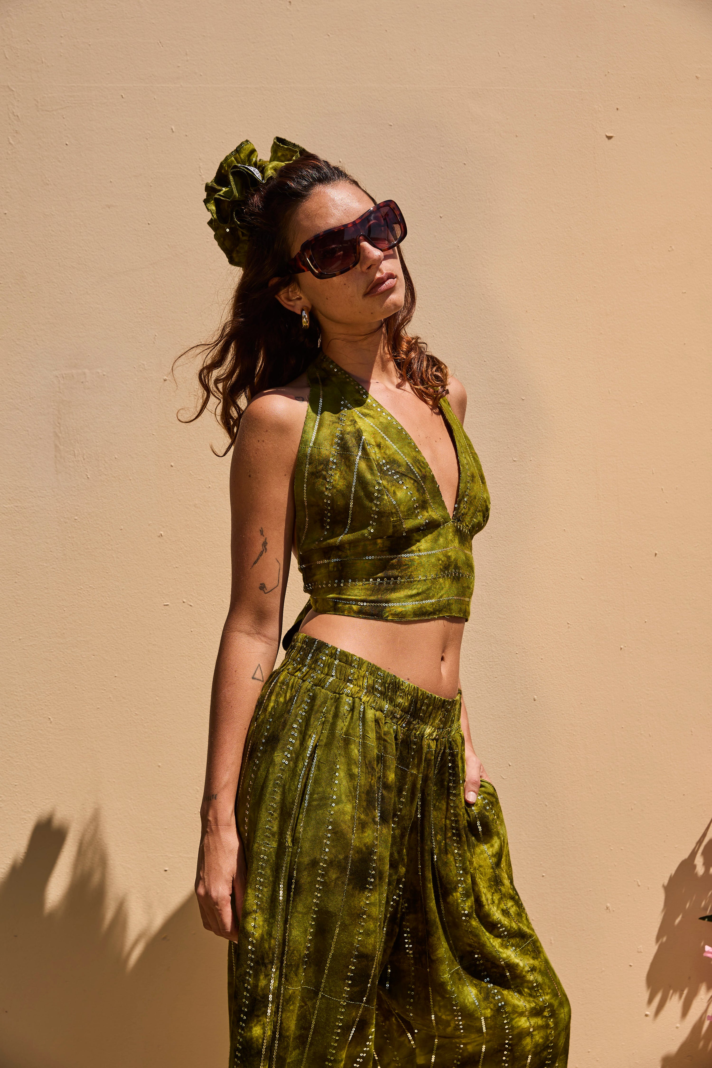 'Es Vedra' LOUNGE SET Trousers - Green