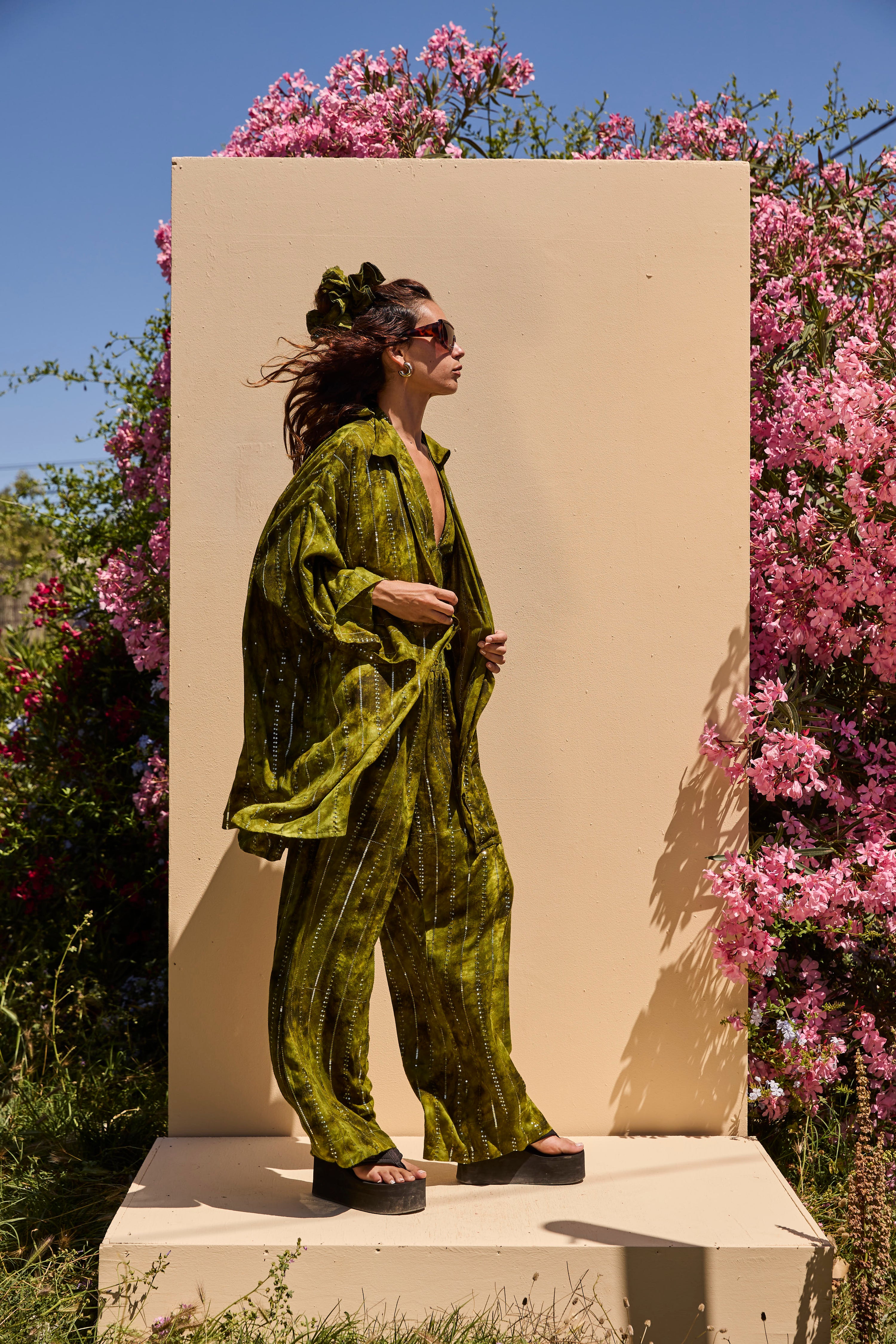 'Es Vedra'  LOUNGE SET Shirt - Green