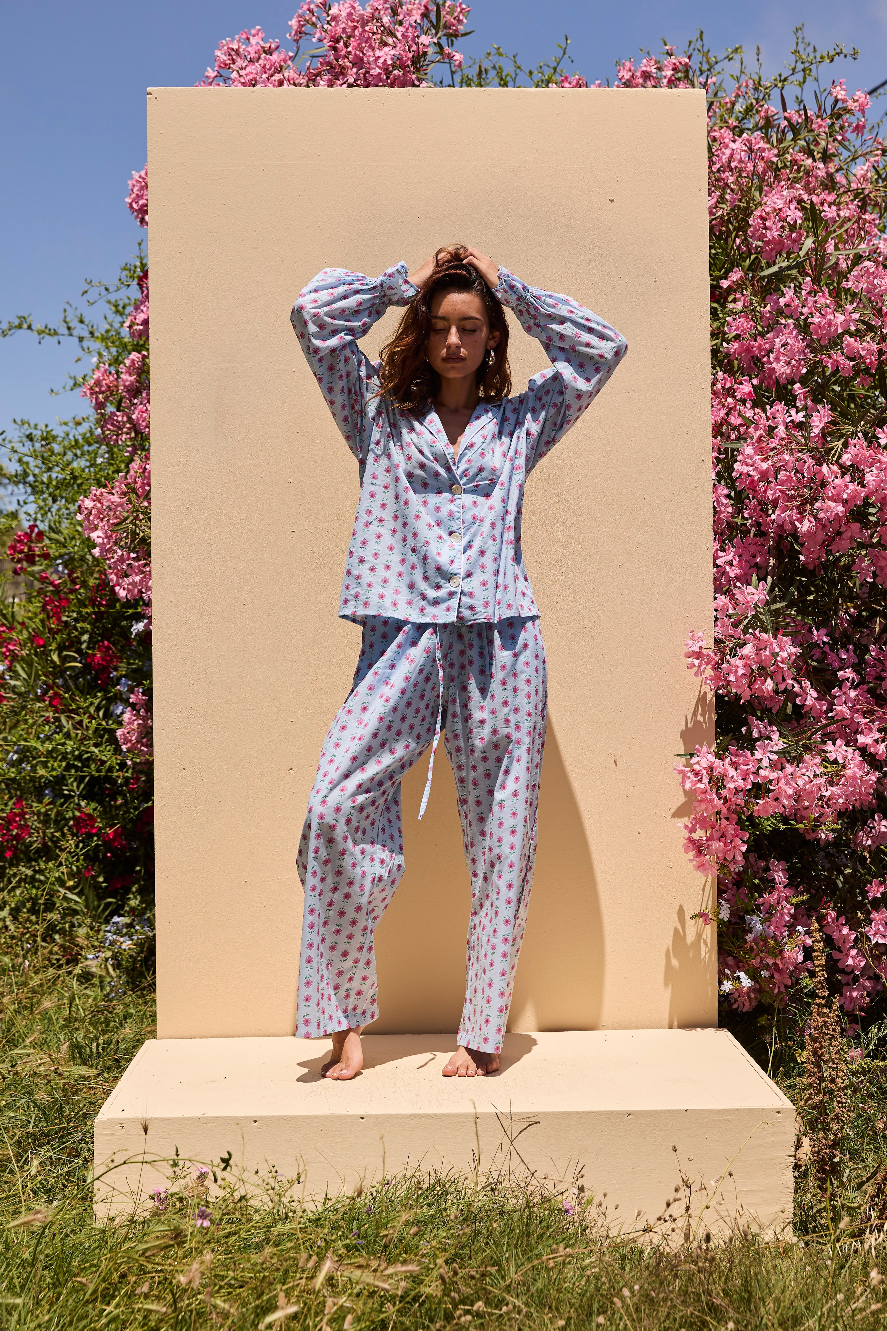 Long Sleeve set - Blue flower
