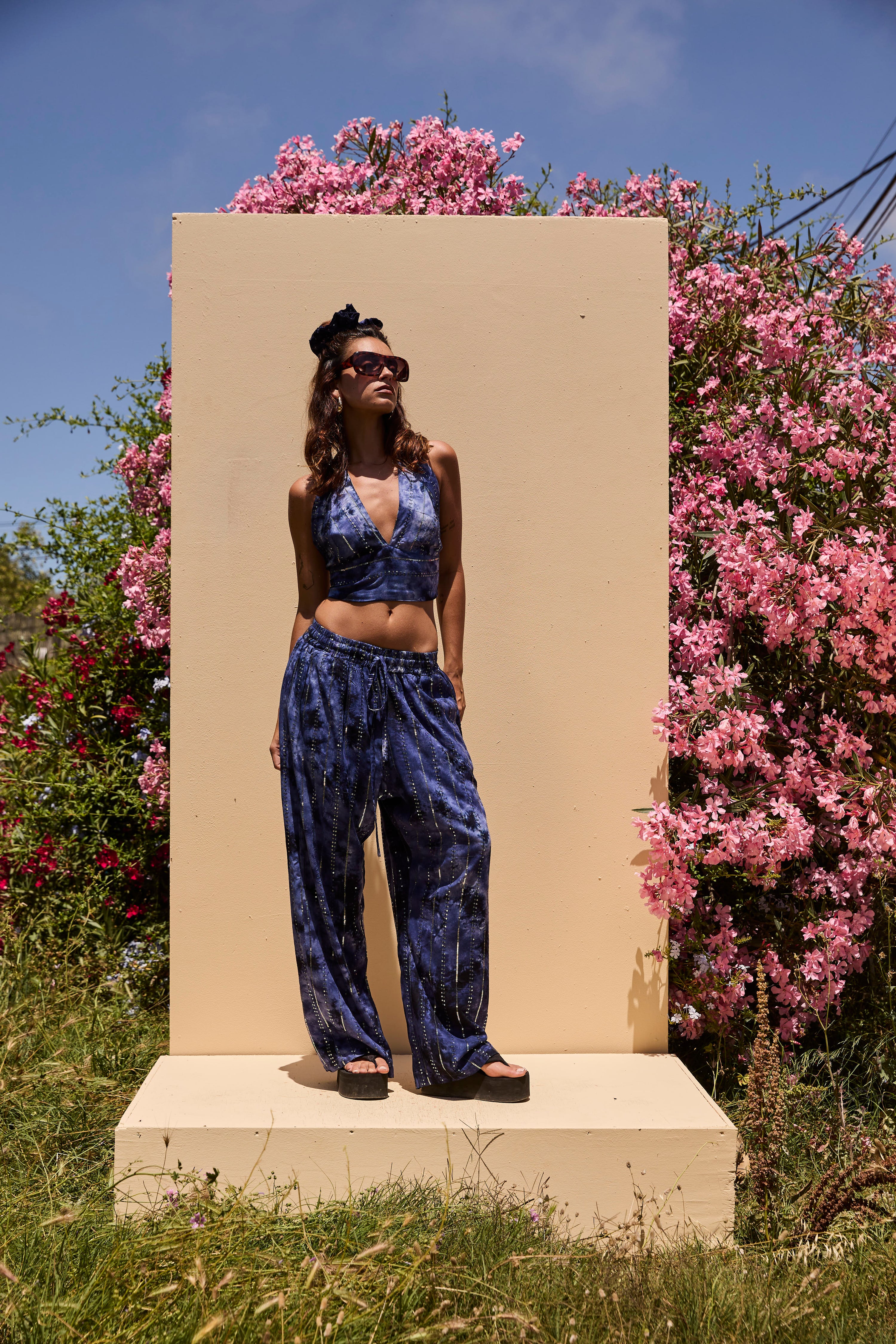 'Atlantis' LOUNGE SET Crop Top - Midnight Blue
