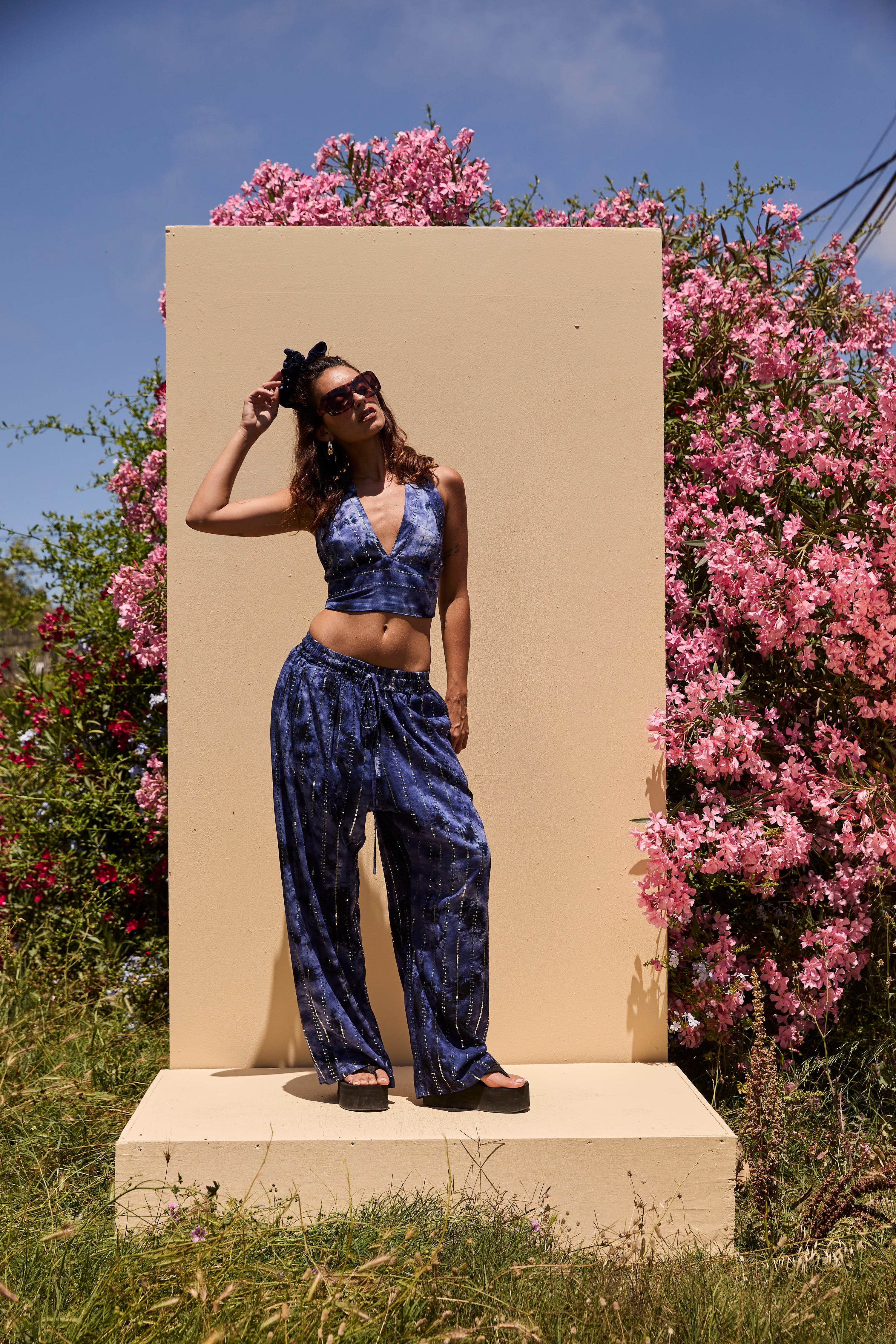 'Atlantis' LOUNGE SET Crop Top - Midnight Blue