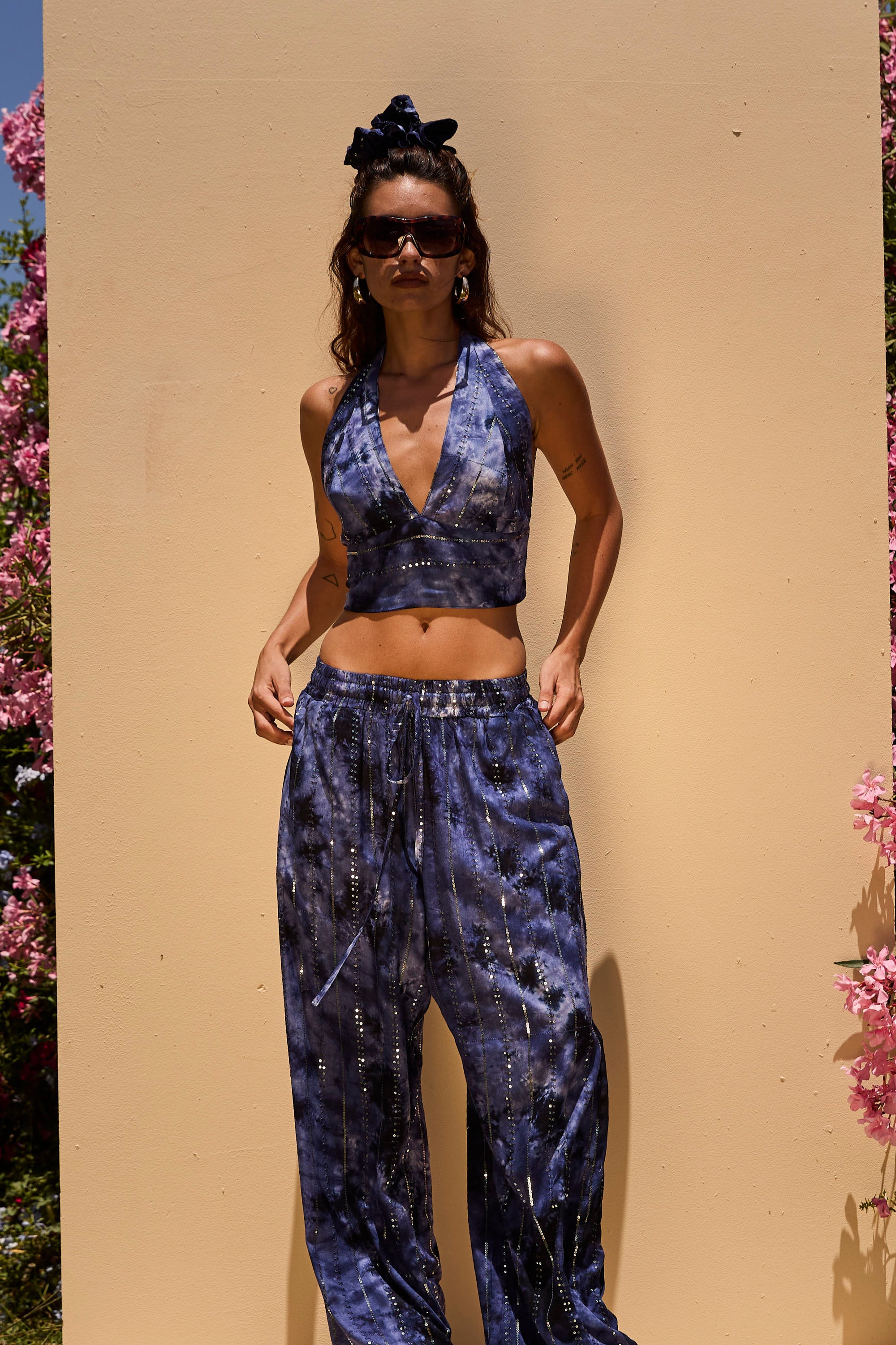 'Atlantis' LOUNGE SET Crop Top - Midnight Blue