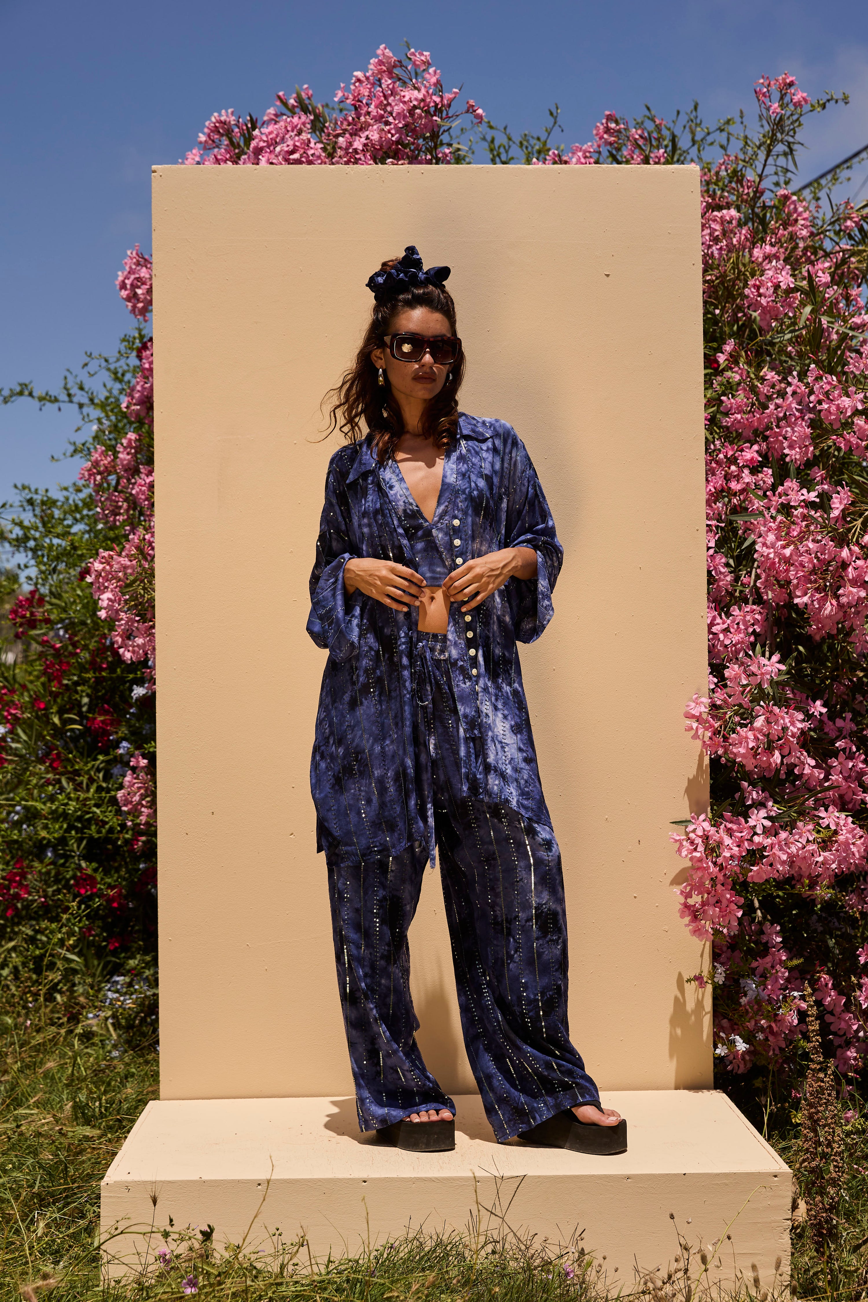 'Atlantis' LOUNGE SET Crop Top - Midnight Blue