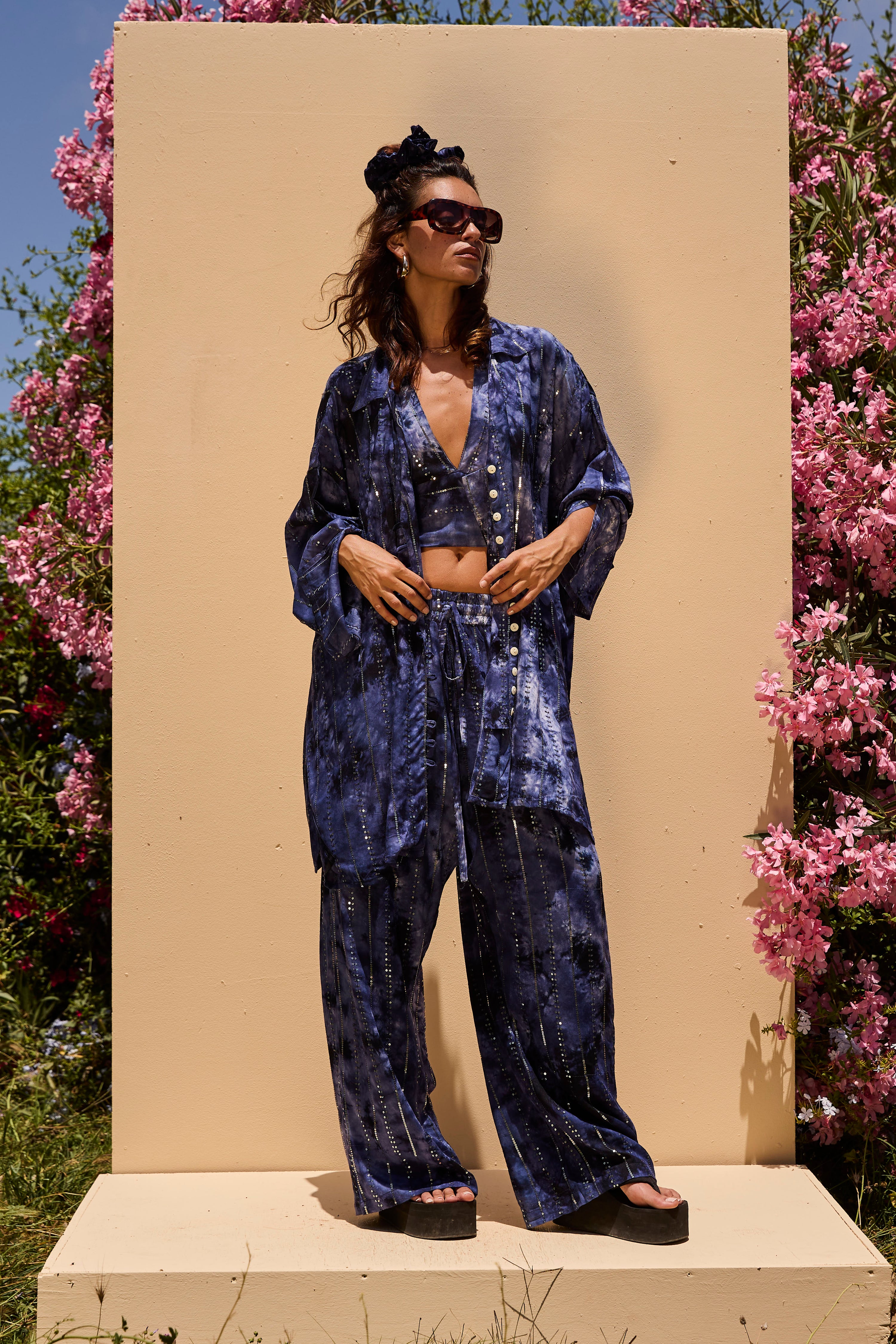 'Atlantis' LOUNGE SET Crop Top - Midnight Blue