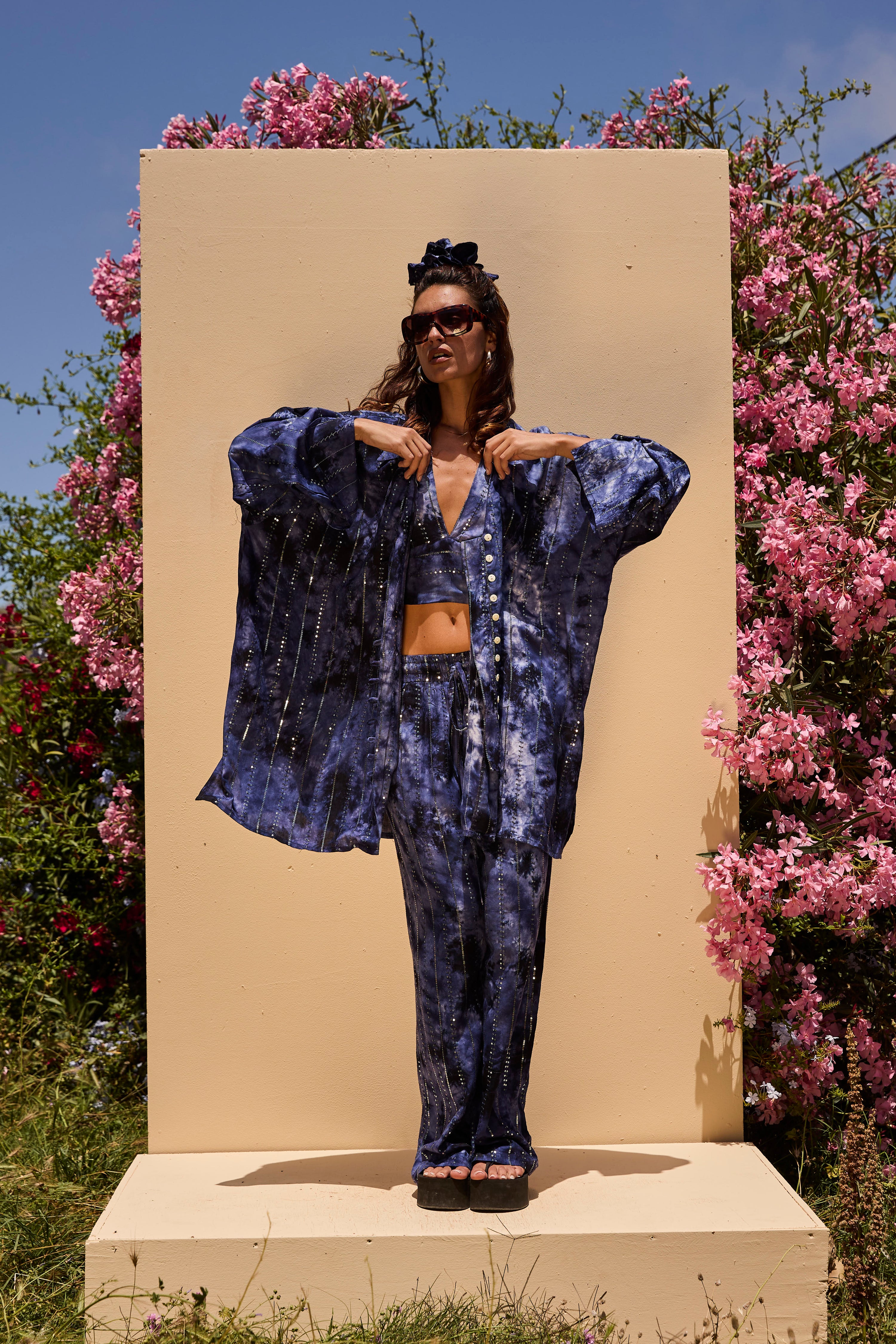 'Atlantis' LOUNGE SET Crop Top - Midnight Blue