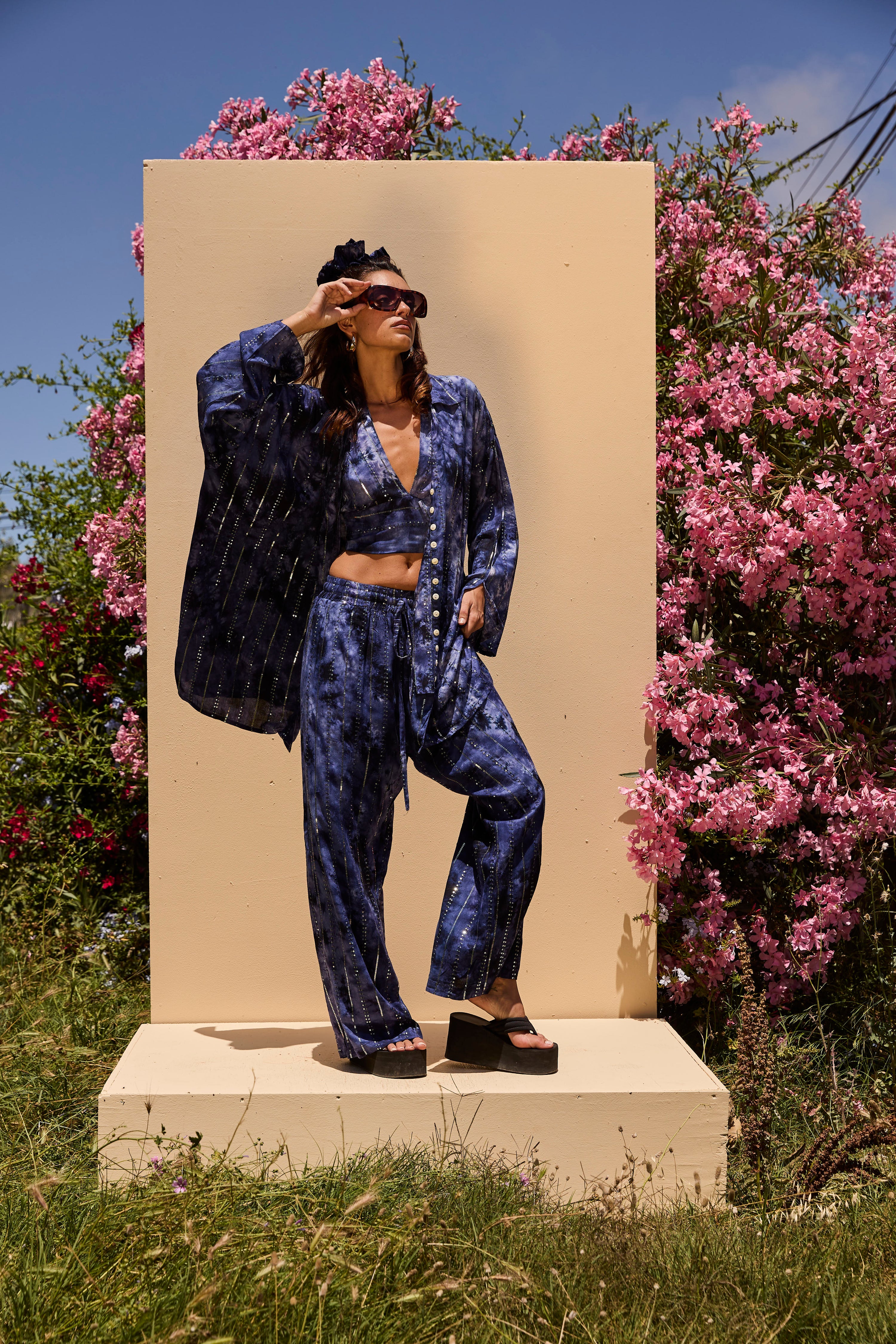 'Atlantis' LOUNGE SET Crop Top - Midnight Blue