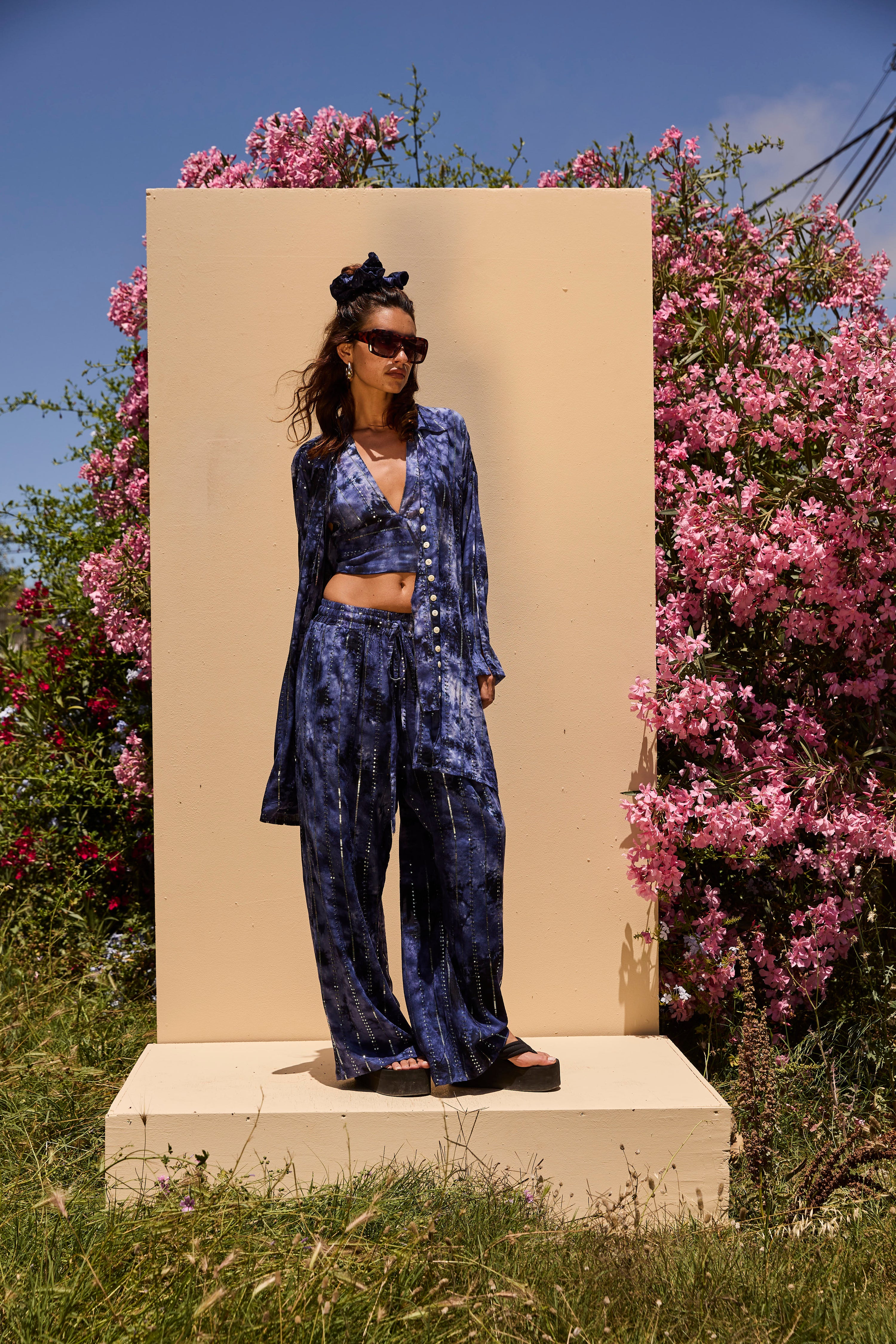 'Atlantis' LOUNGE SET Crop Top - Midnight Blue