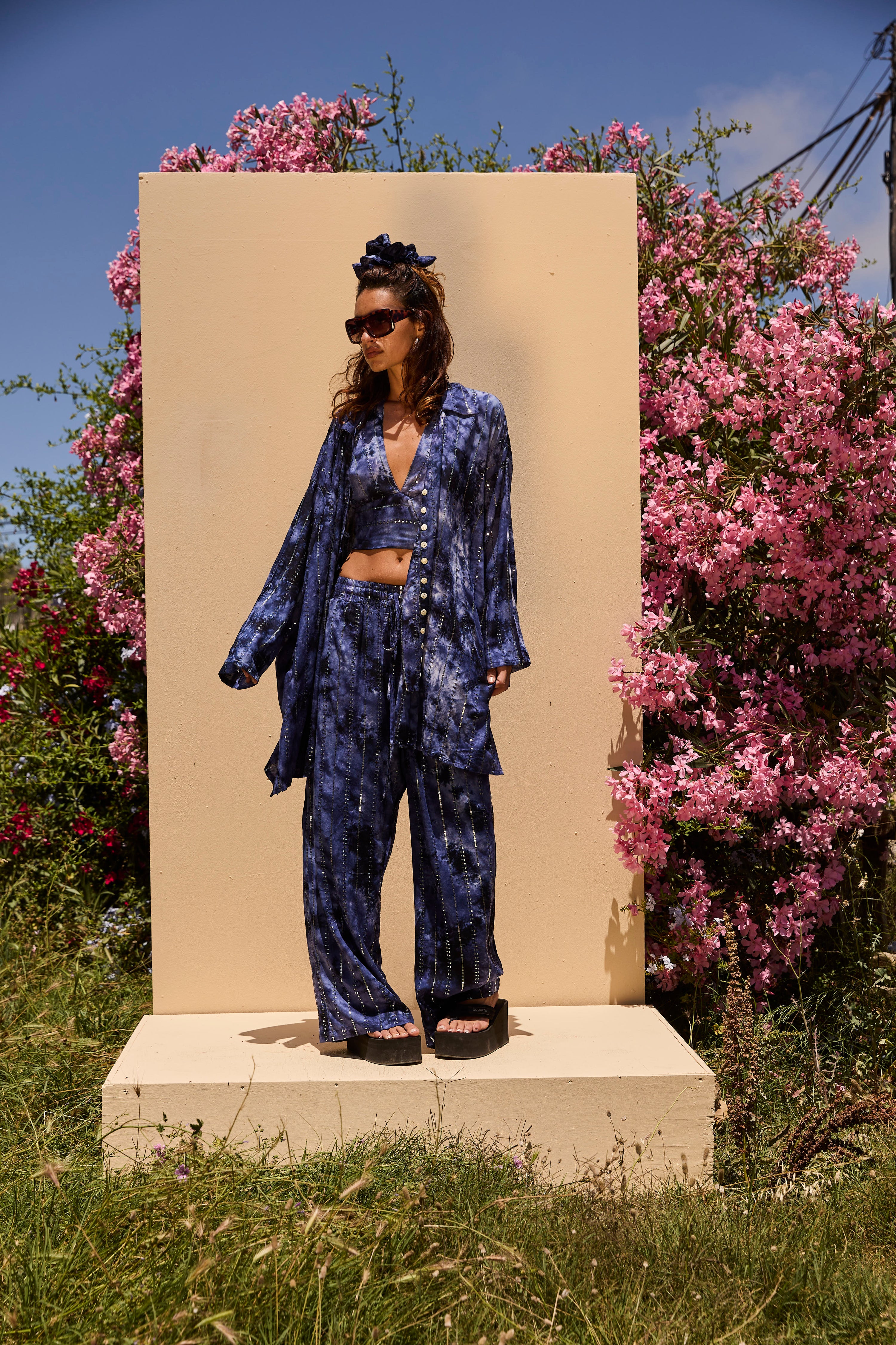 'Atlantis' LOUNGE SET Crop Top - Midnight Blue
