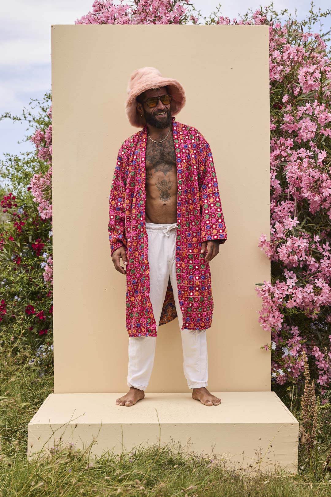 Sonny Long Open Jacket In Raspberry