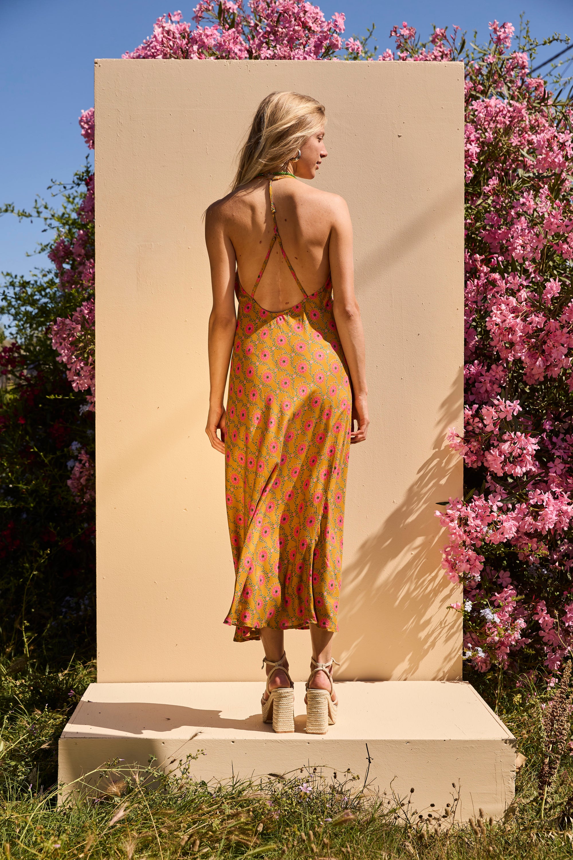 OLIVE long dress - Mustard Floral