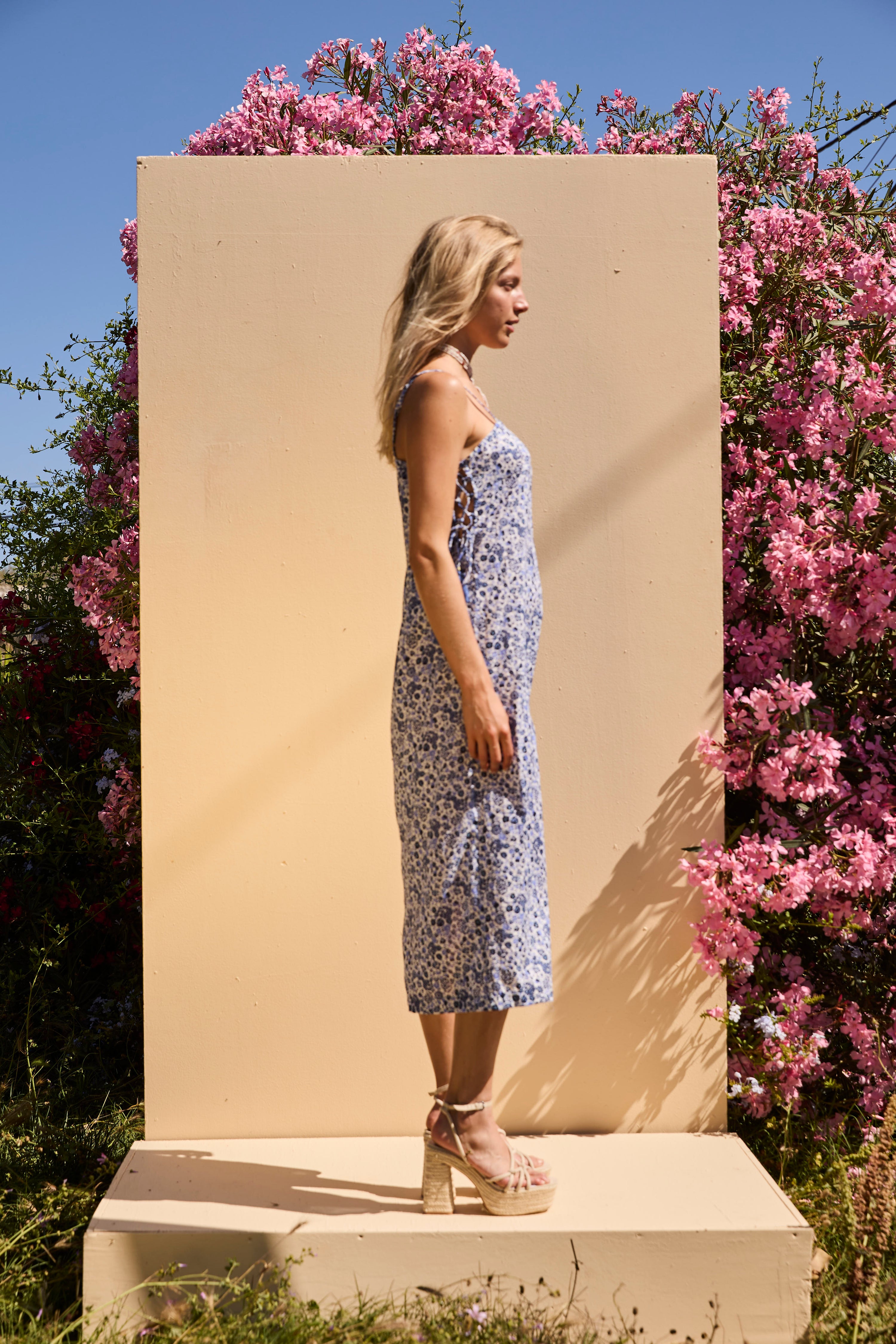 LENI long dress - Blue Flowers