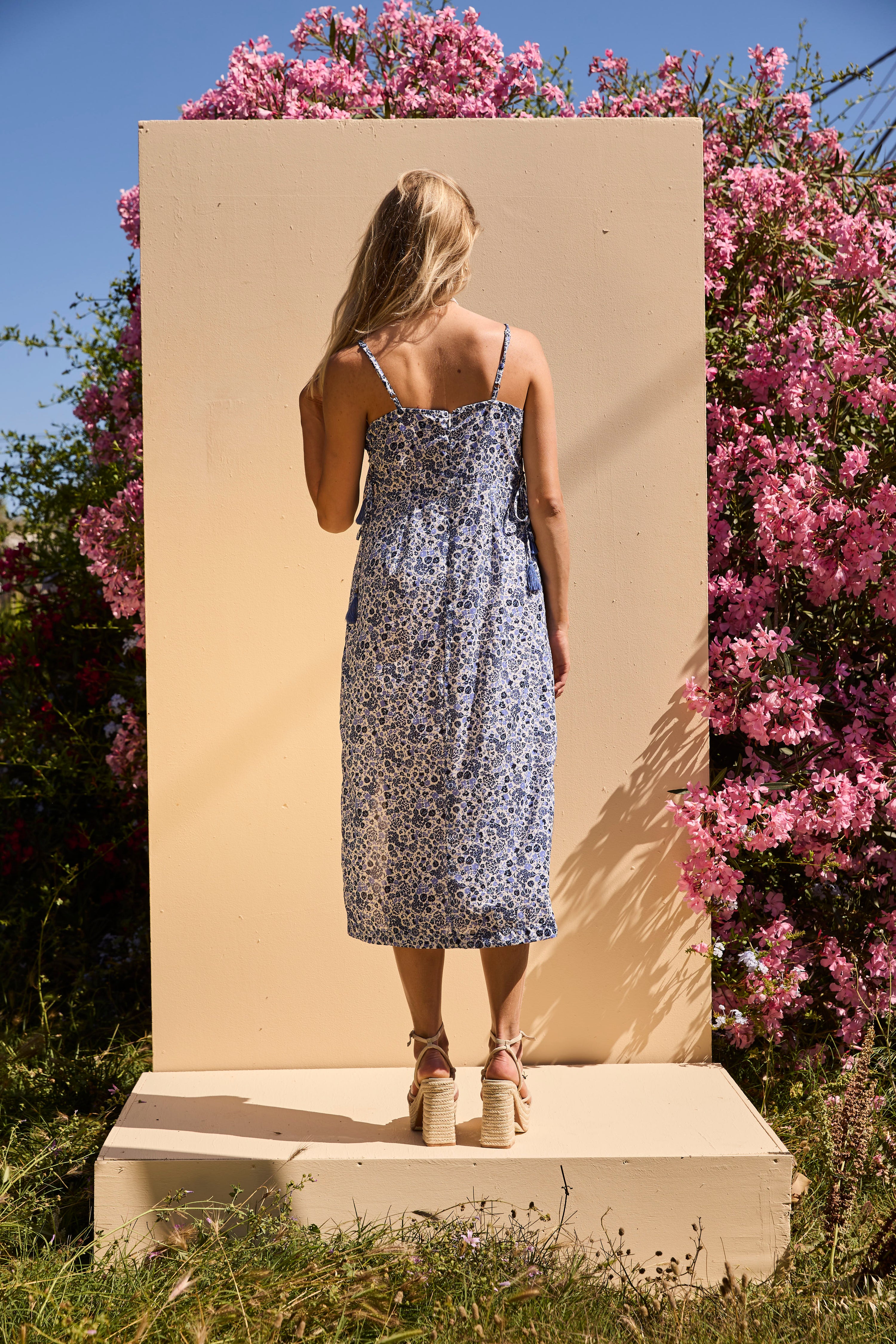LENI long dress - Blue Flowers