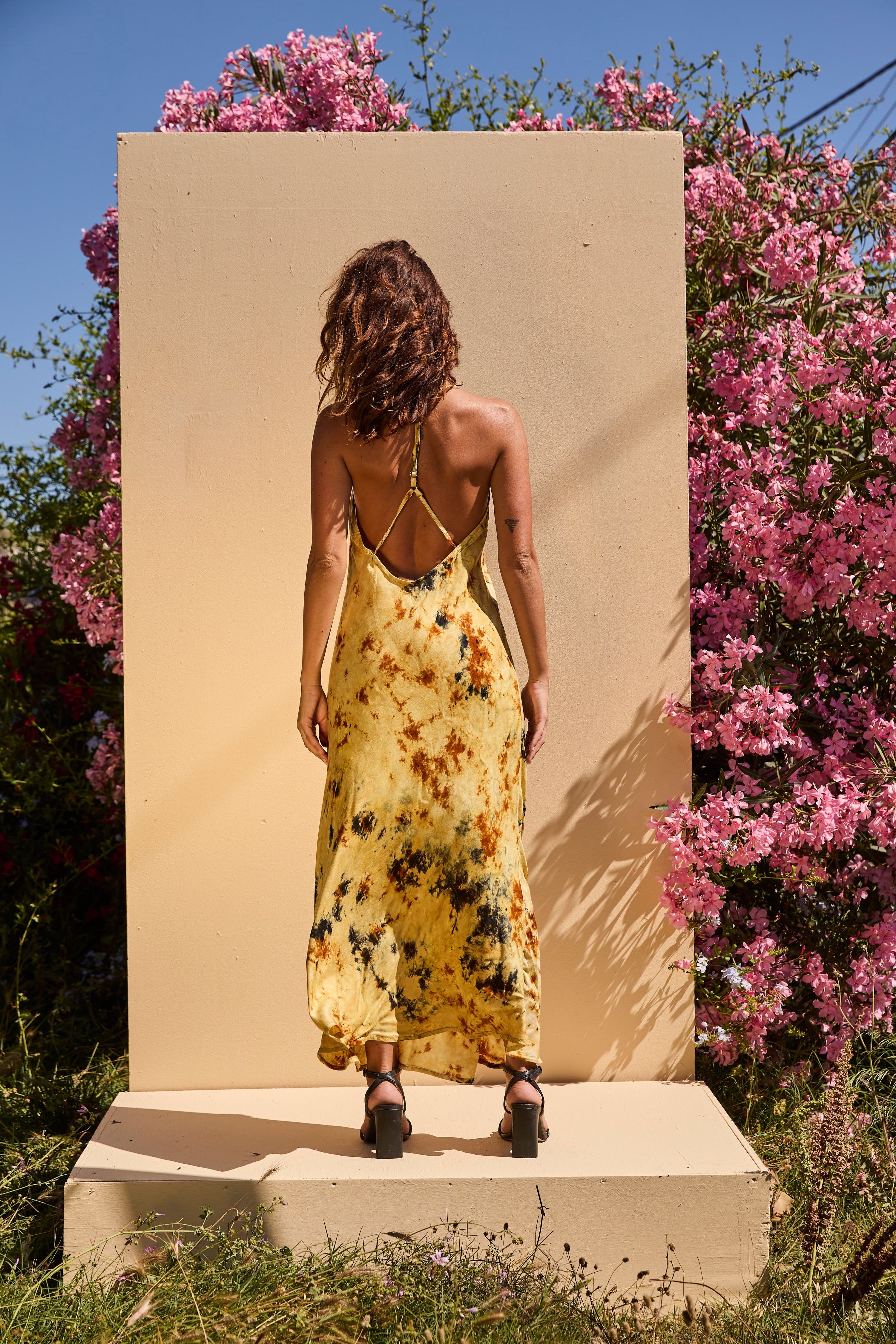 OLIVE long dress - Tiedye yellow & Browns
