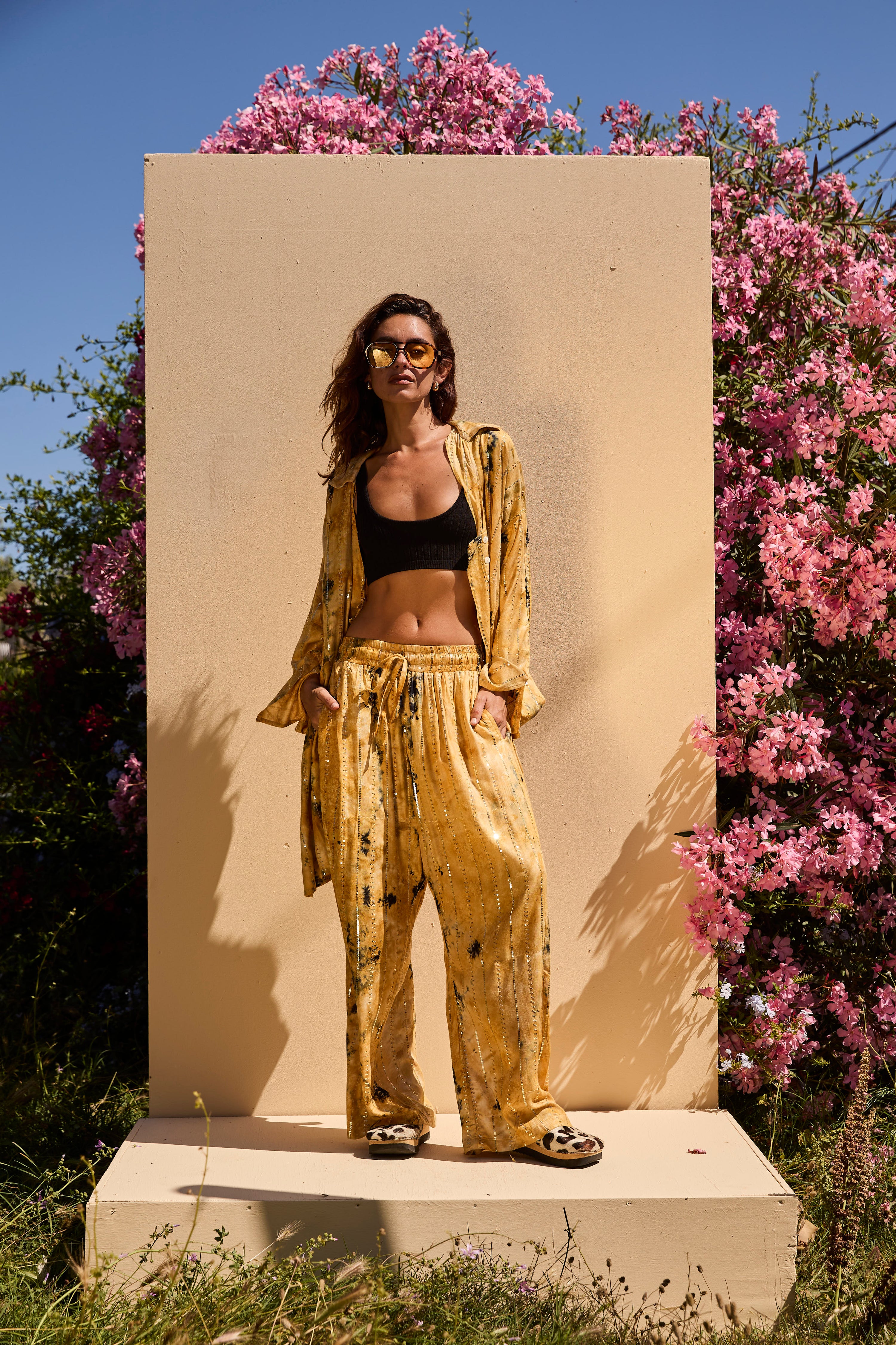 'Formentera' LOUNGE SET Trousers - Beige/Gold