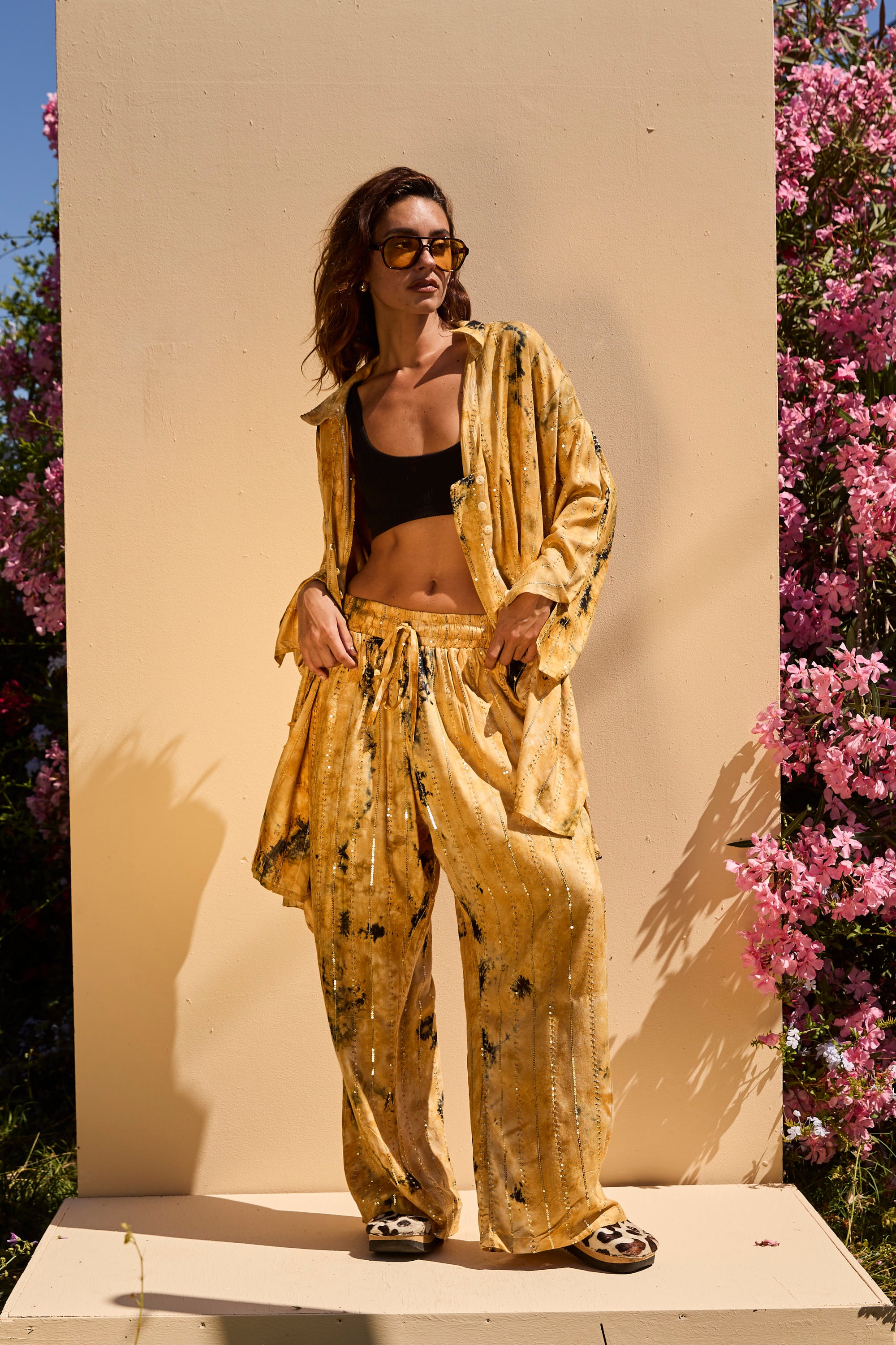 'Formentera' LOUNGE SET Trousers - Beige/Gold