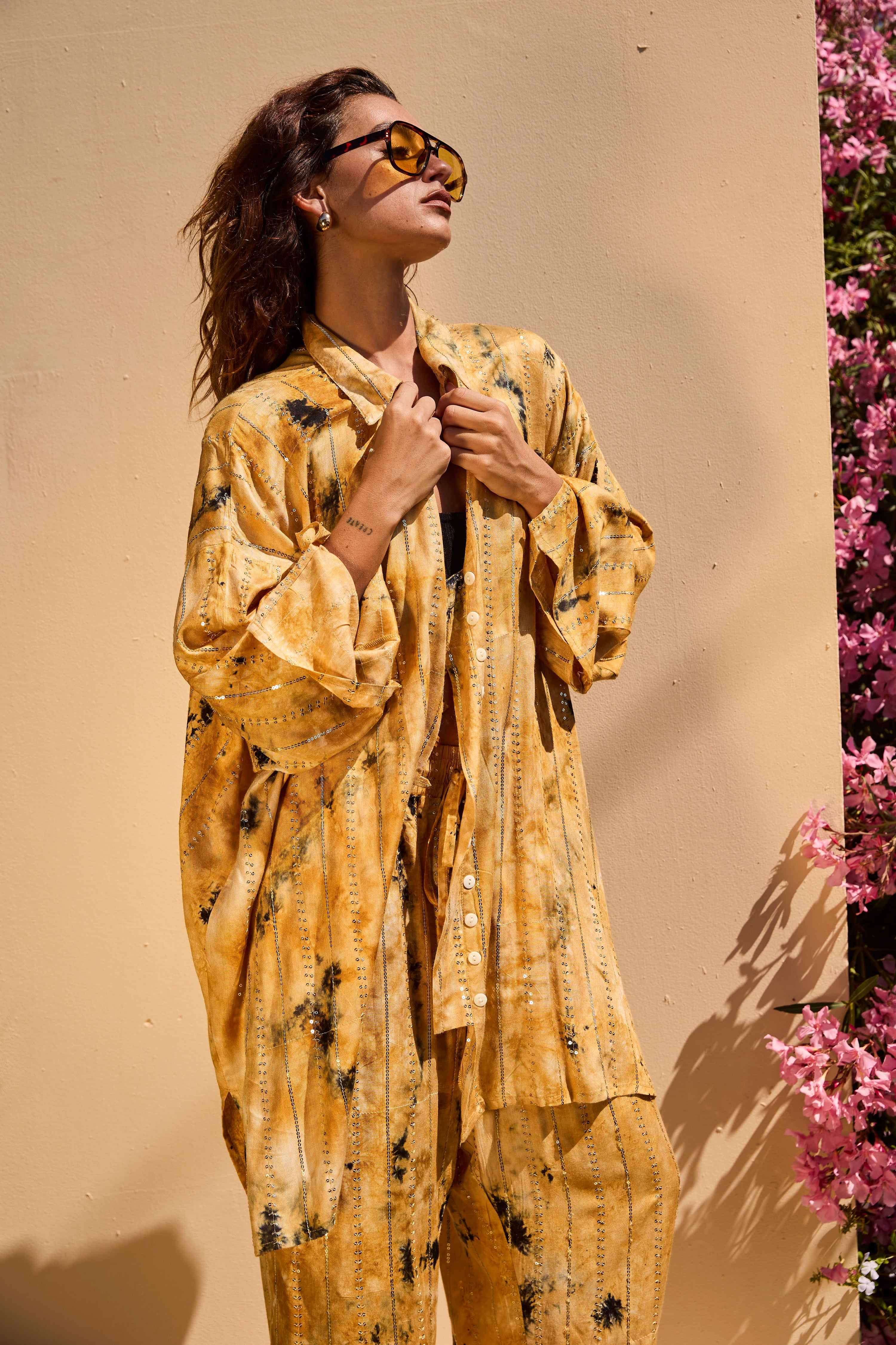 'Formentera' LOUNGE SET Trousers - Beige/Gold