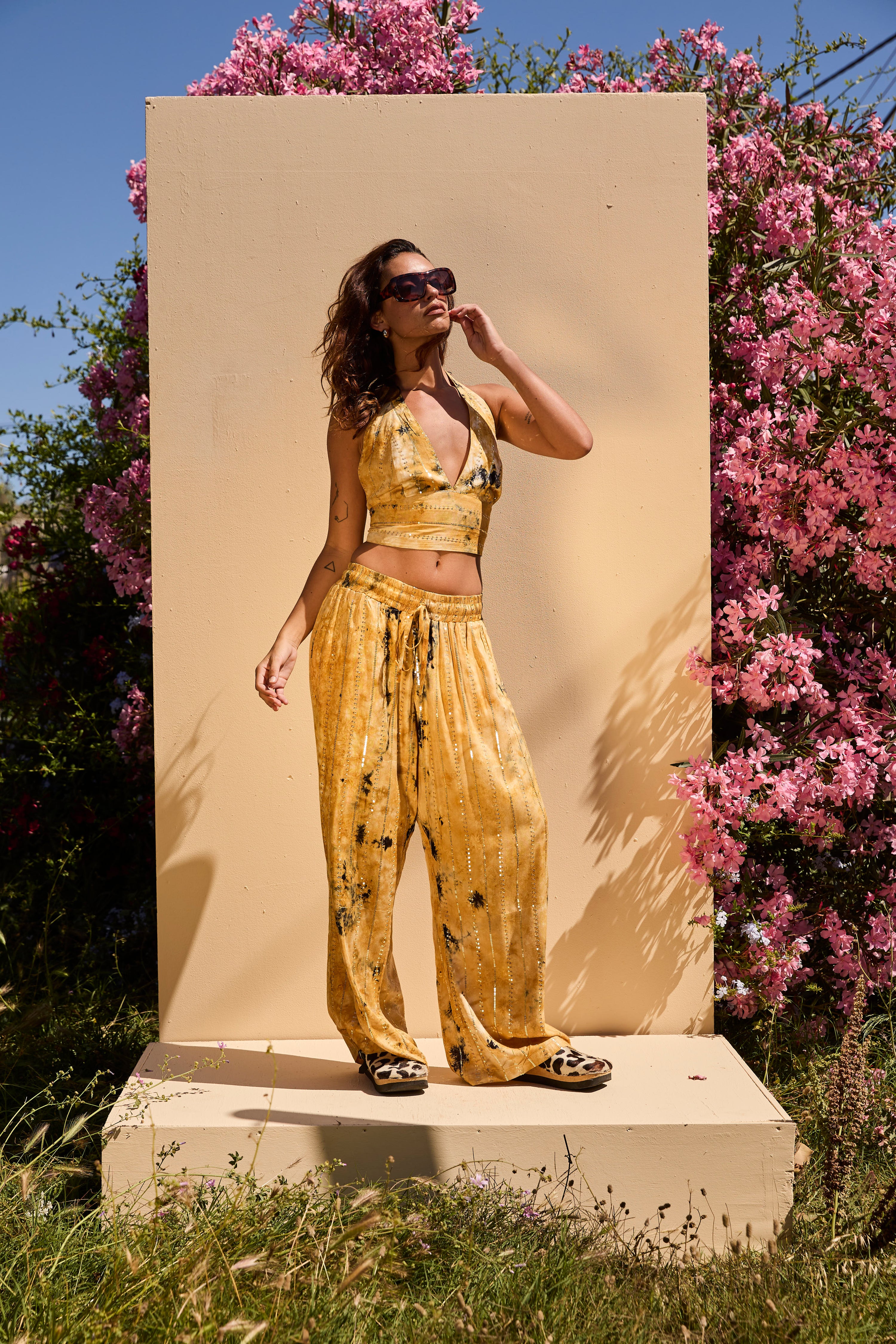 'Formentera' LOUNGE SET Trousers - Beige/Gold