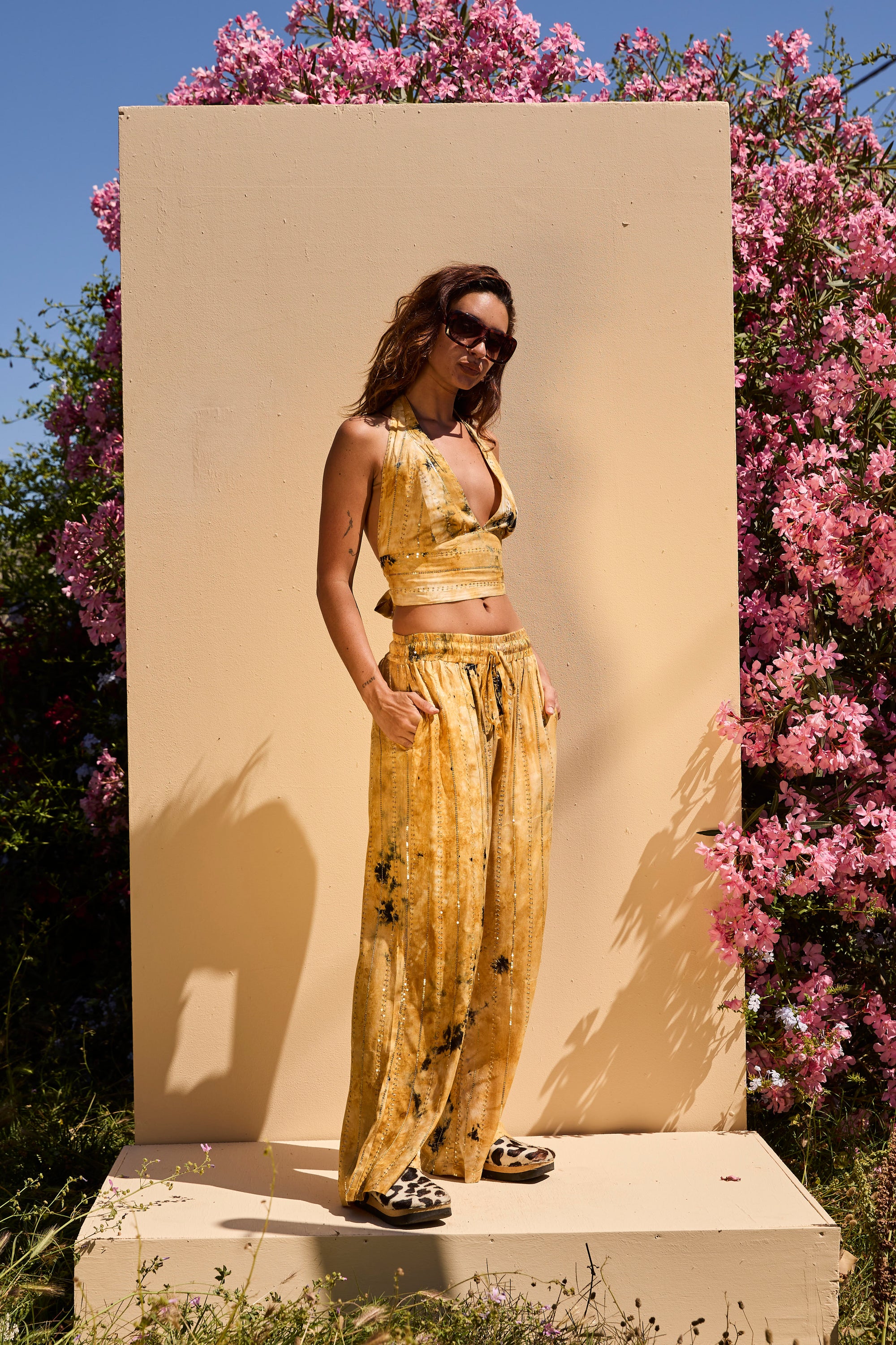 'Formentera' LOUNGE SET Trousers - Beige/Gold