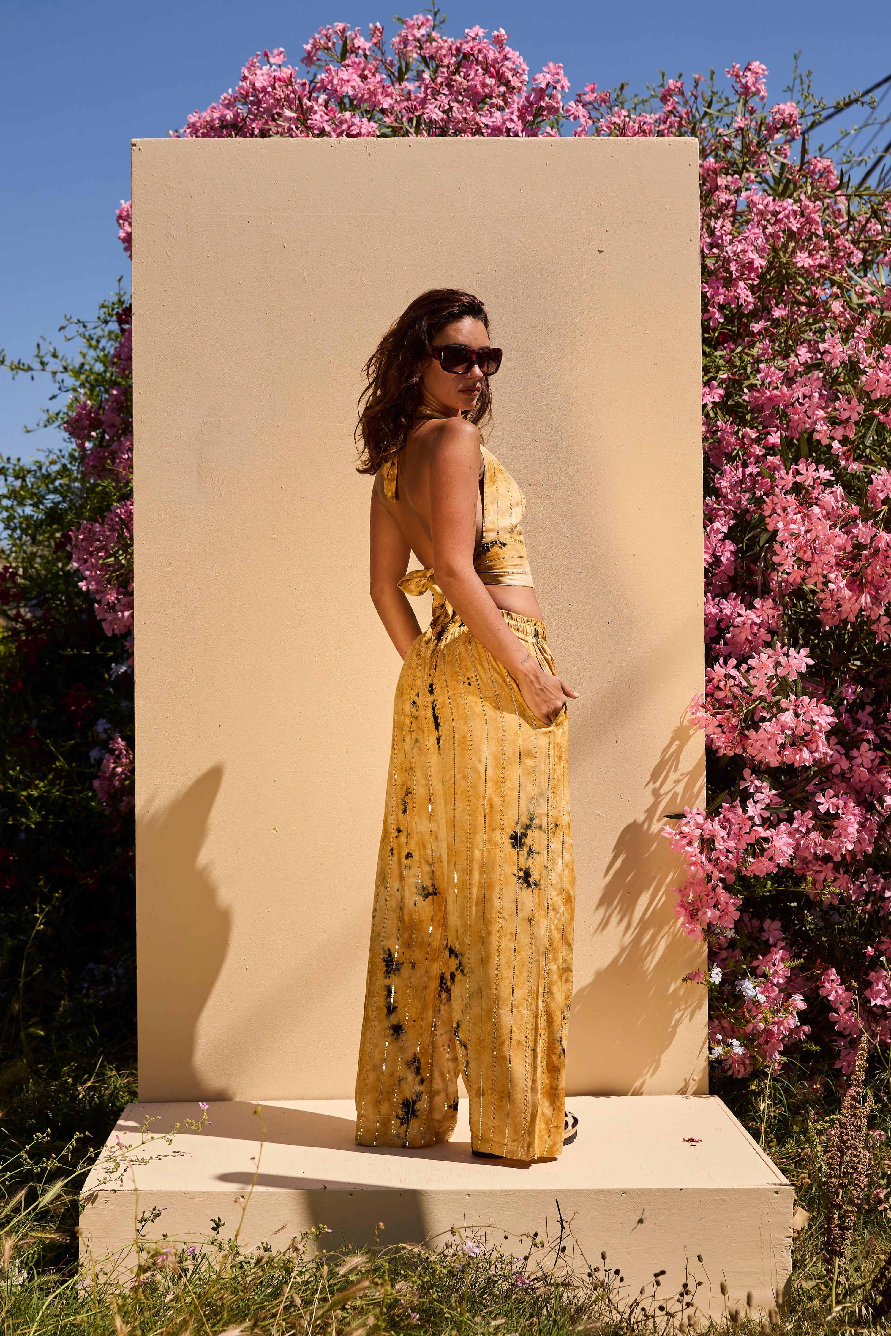 'Formentera' LOUNGE SET Trousers - Beige/Gold
