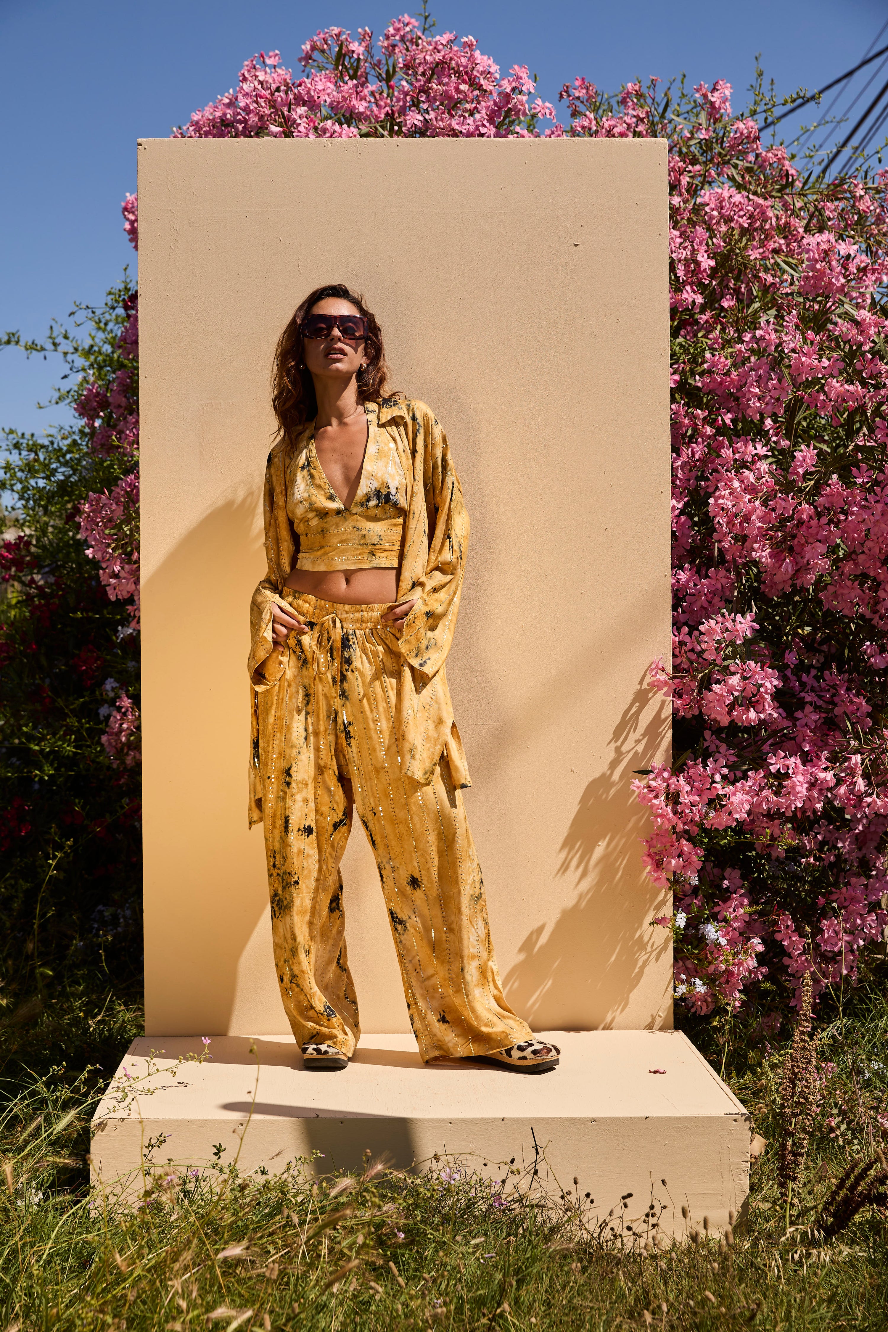 'Formentera' LOUNGE SET Trousers - Beige/Gold