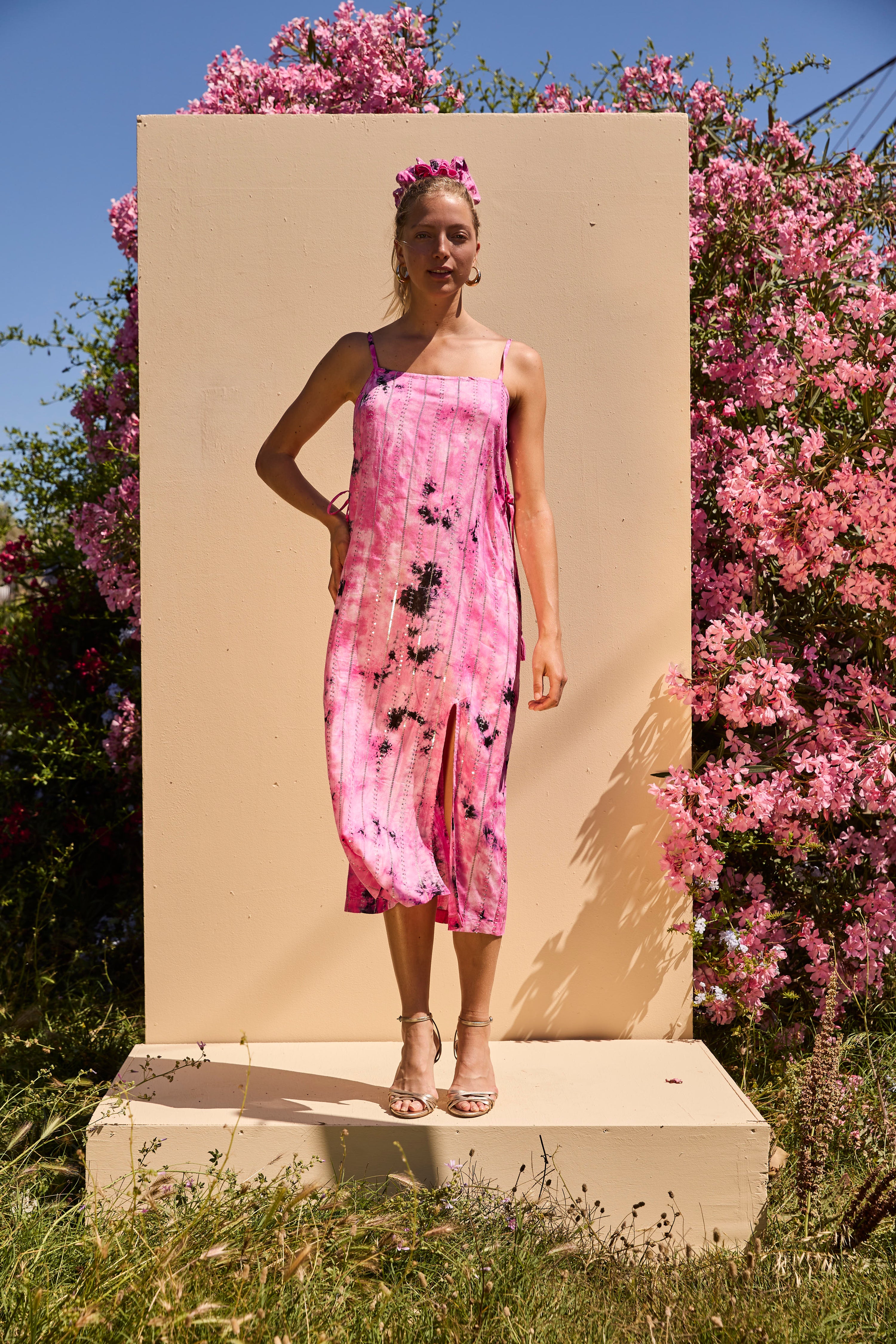 LENI long dress - Pink Tyedye