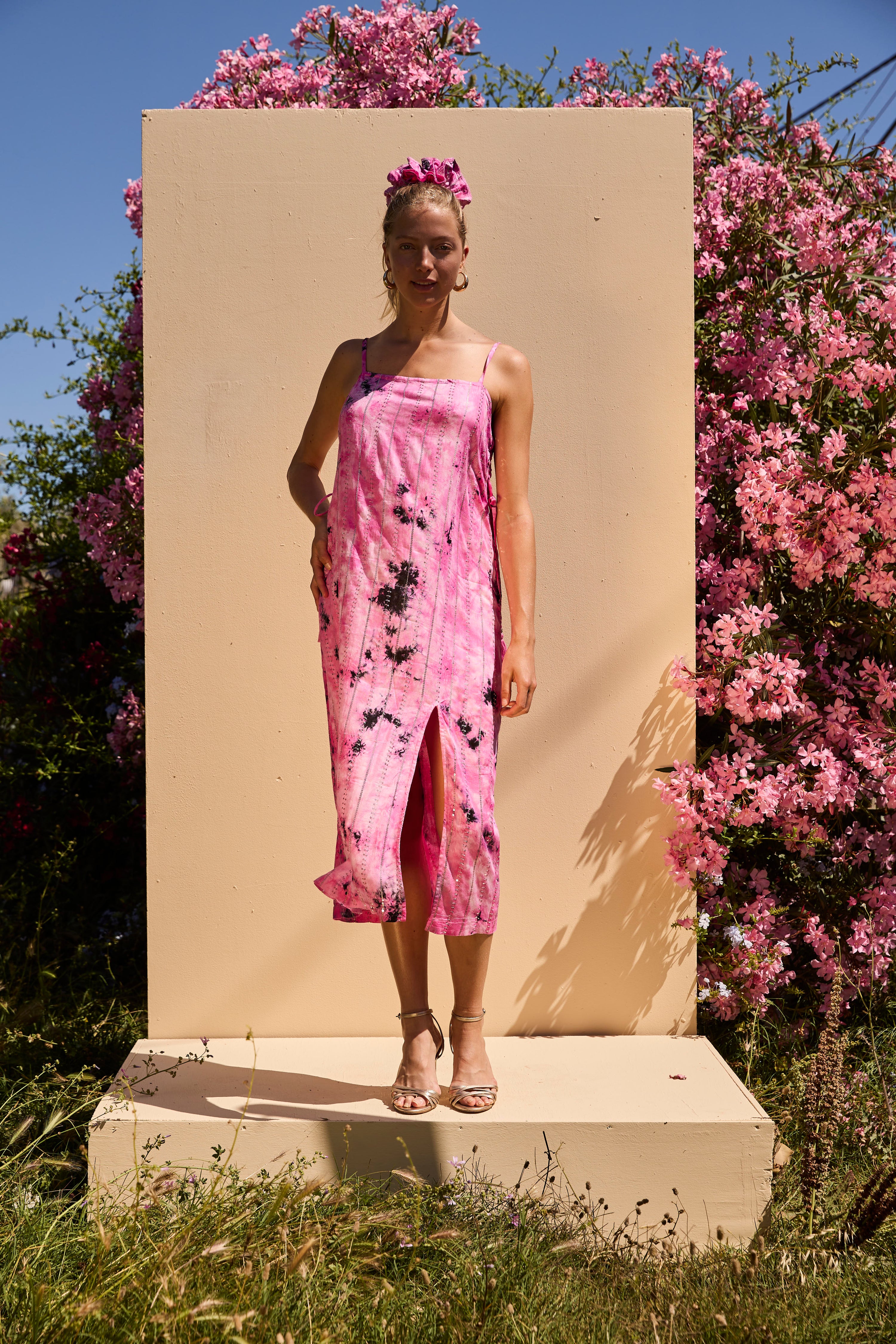 LENI long dress - Pink Tyedye