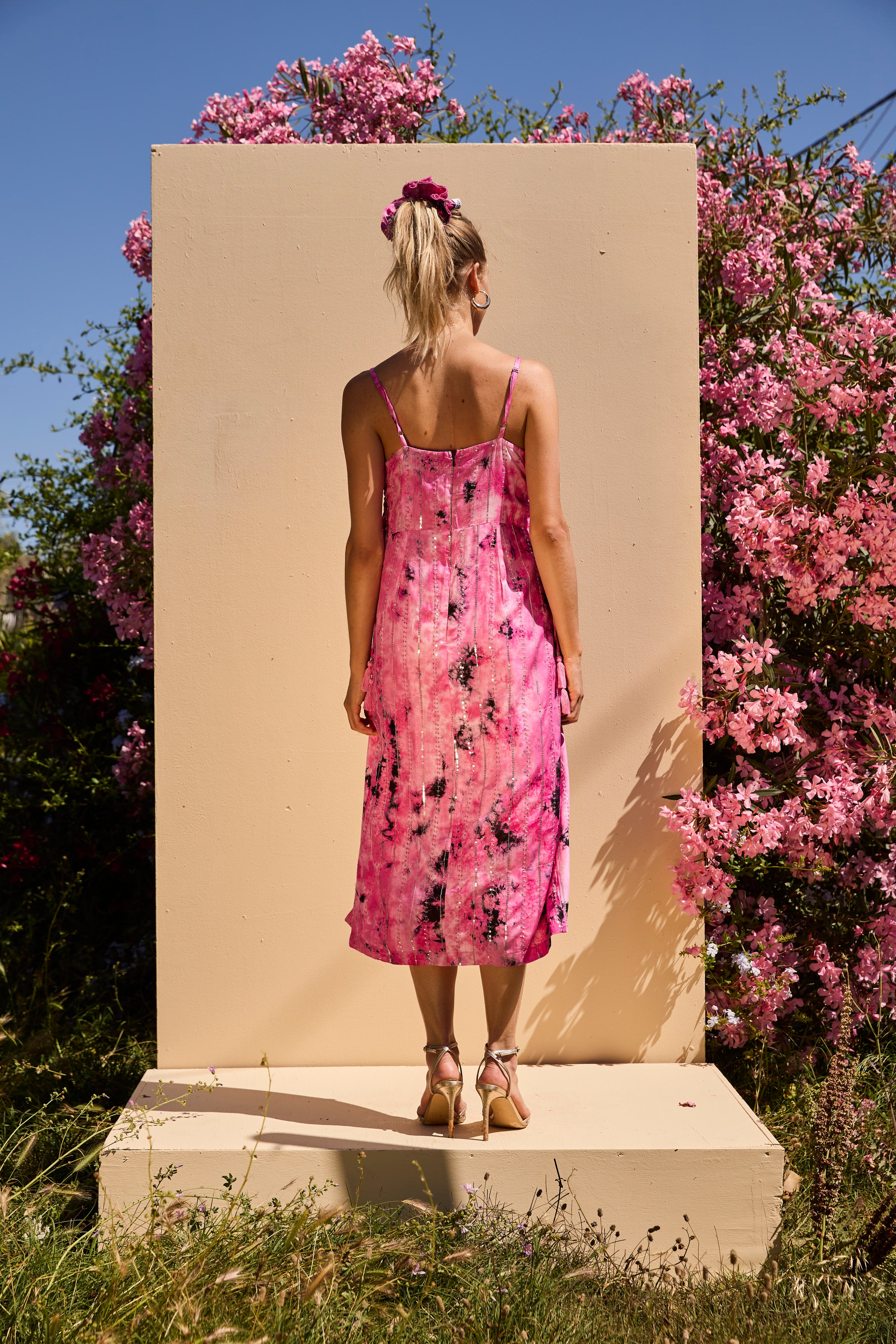 LENI long dress - Pink Tyedye