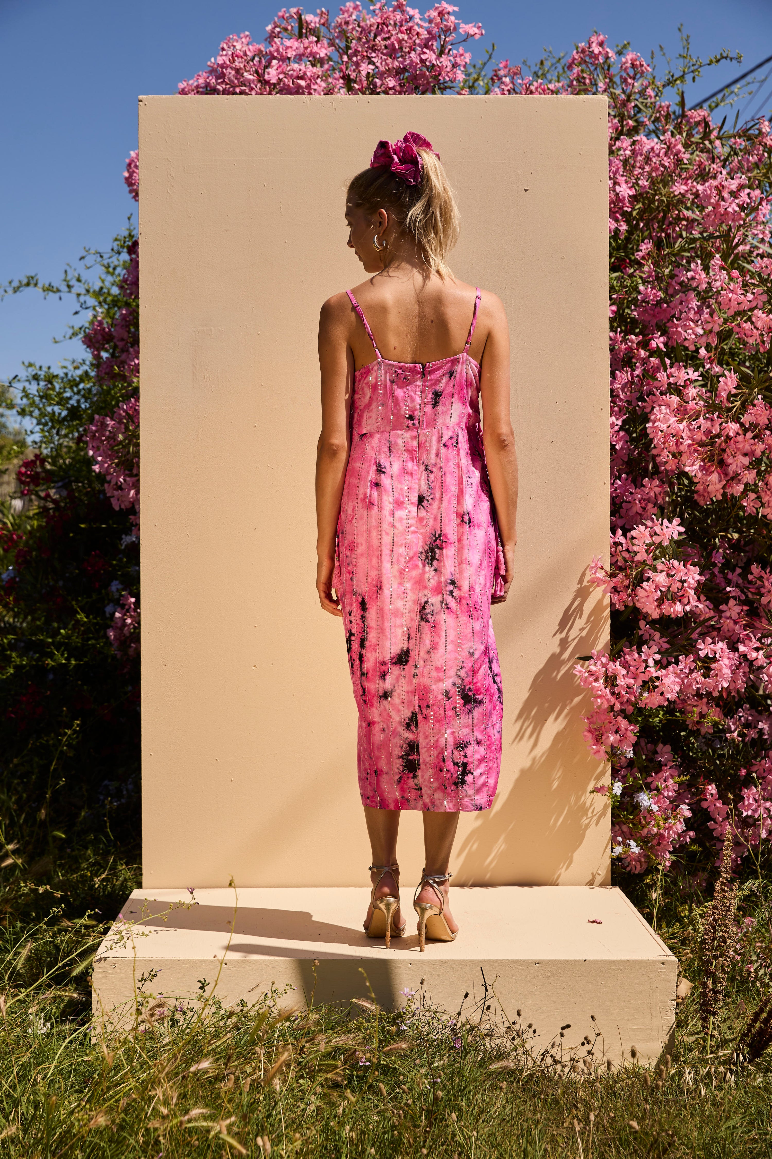LENI long dress - Pink Tyedye