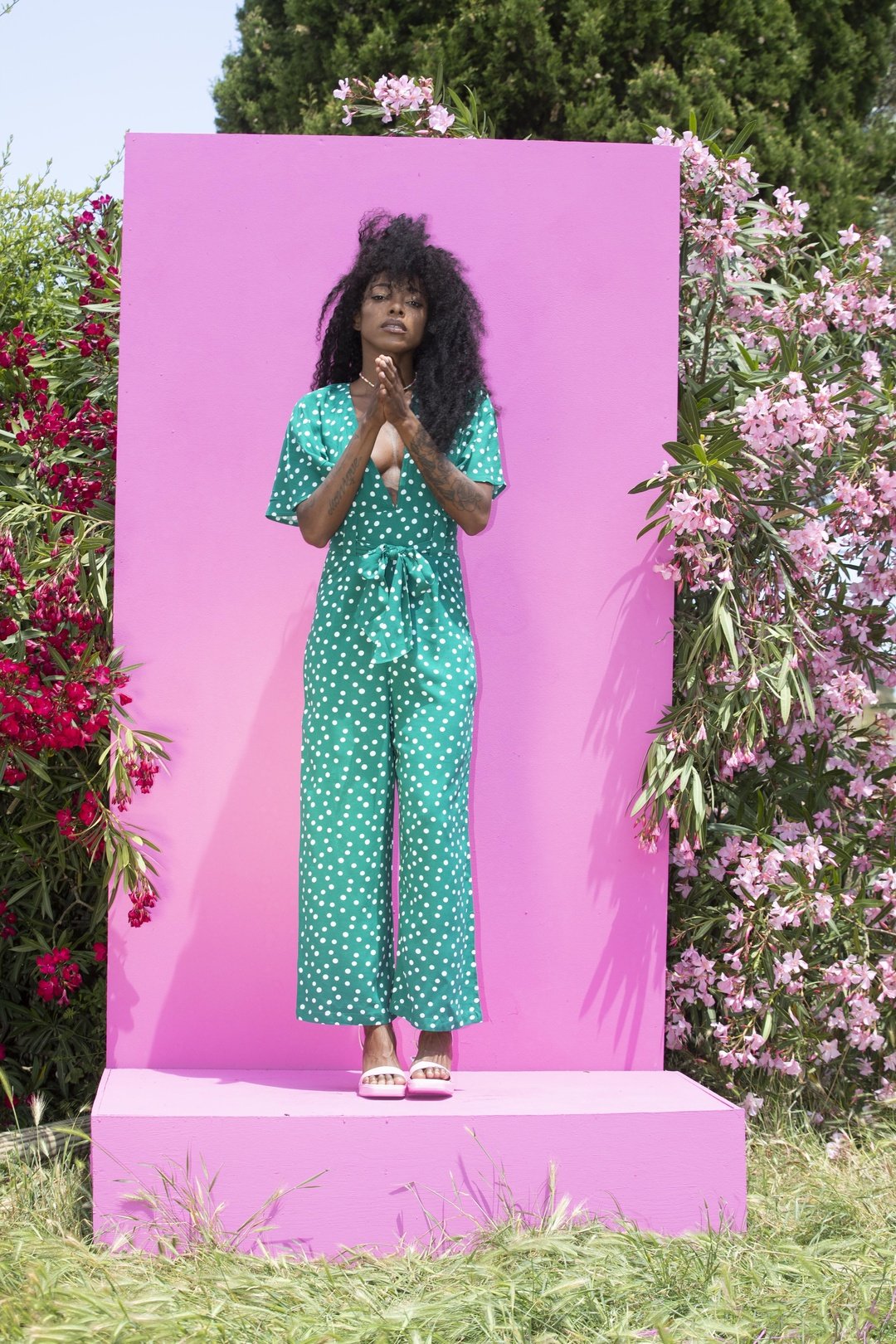 TINA Jumpsuit Jade polkadot