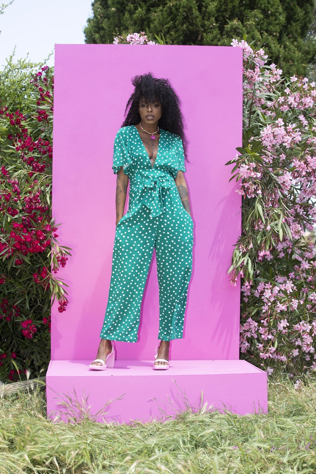 TINA Jumpsuit Jade polkadot