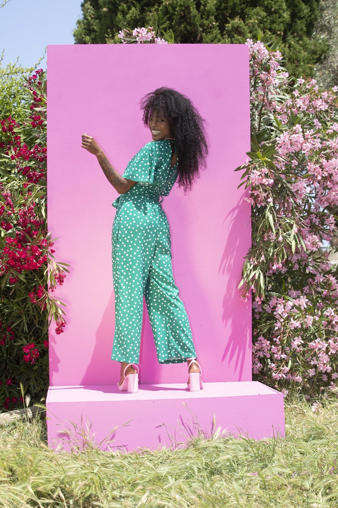 TINA Jumpsuit Jade polkadot