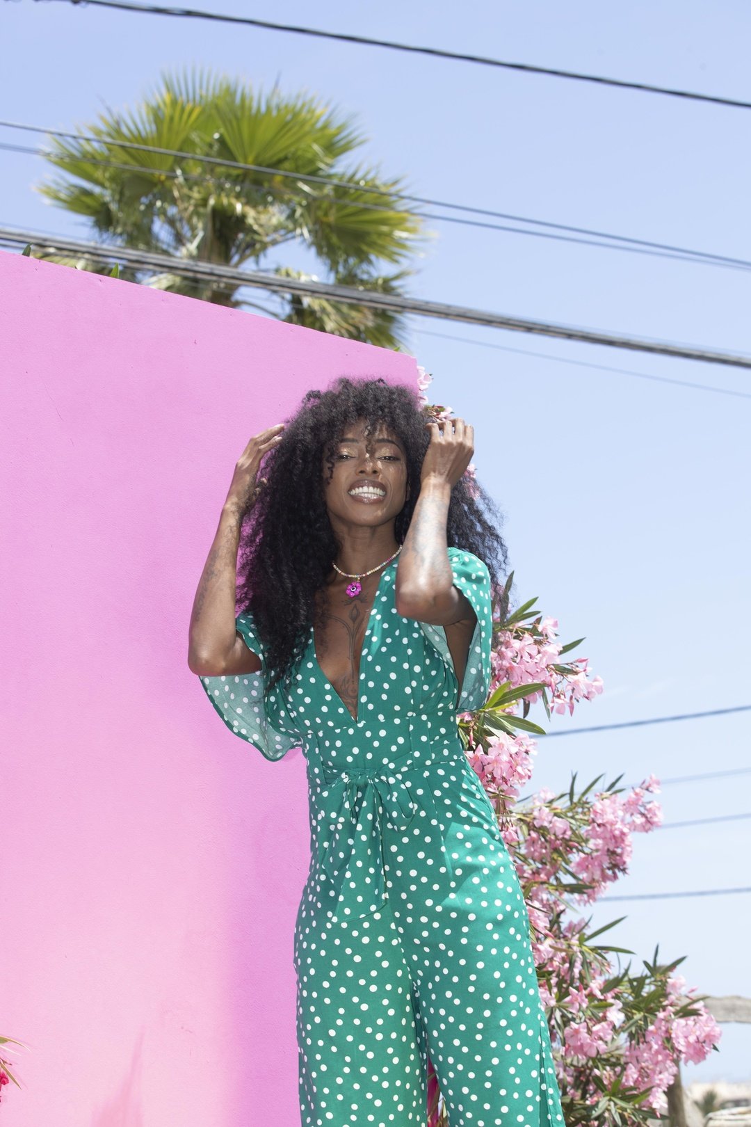 TINA Jumpsuit Jade polkadot