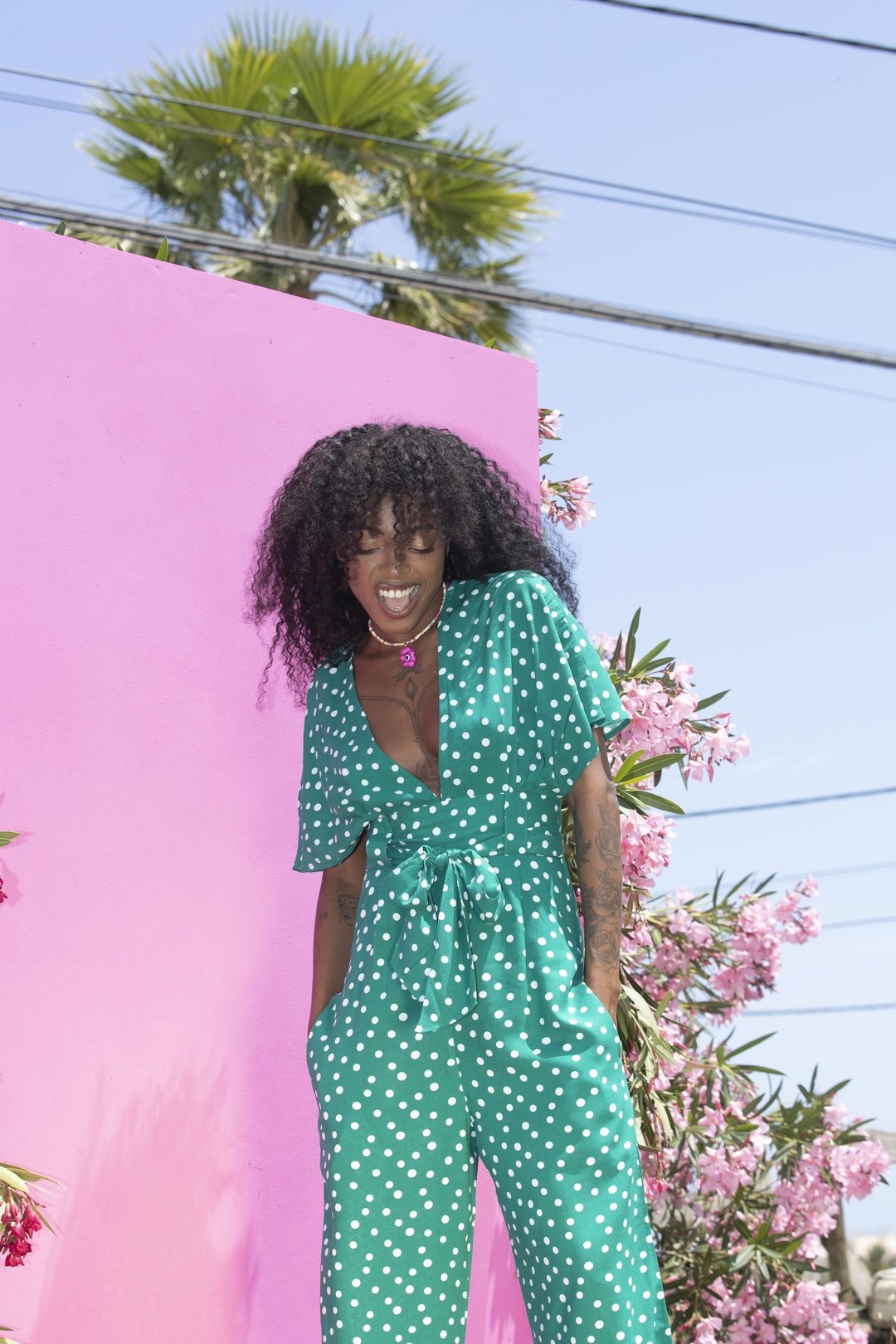 TINA Jumpsuit Jade polkadot
