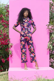 HEIDI Retro Jumpsuit - Purple Floral