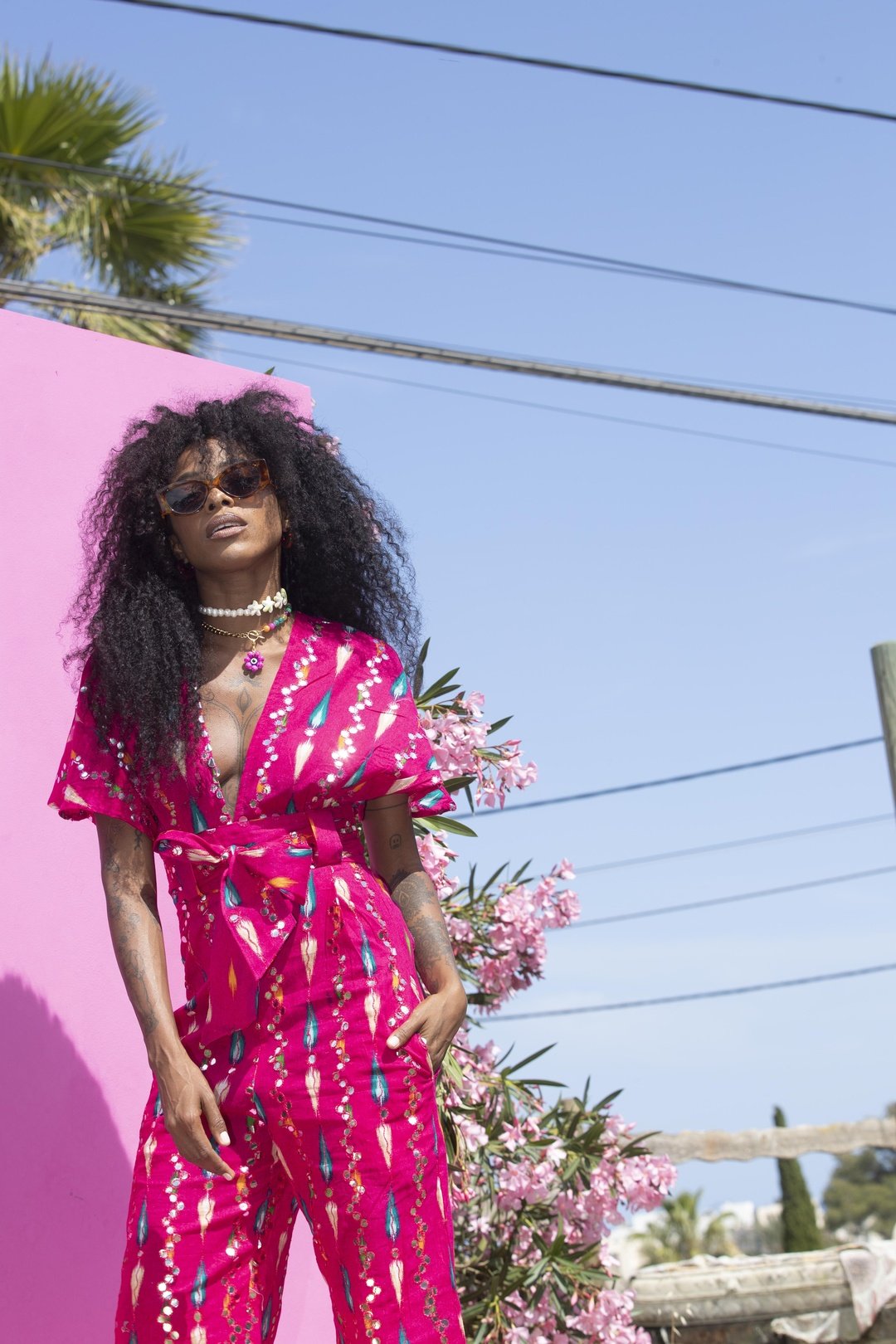 Floral sales pink jumpsuit